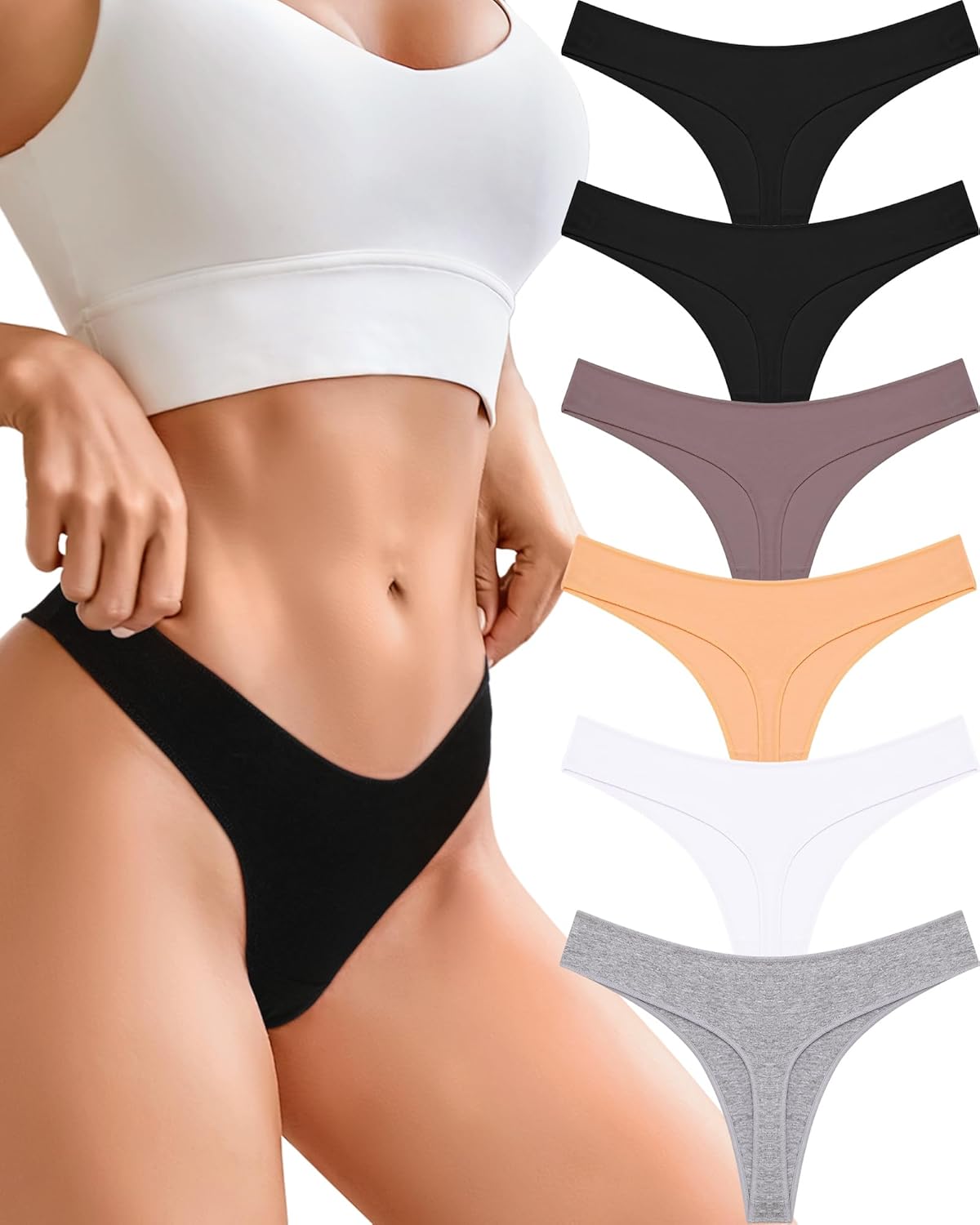 CUTE BYTE Cotton Thongs for Women Sexy Ladies Panties Breathable Stretch Hipster...