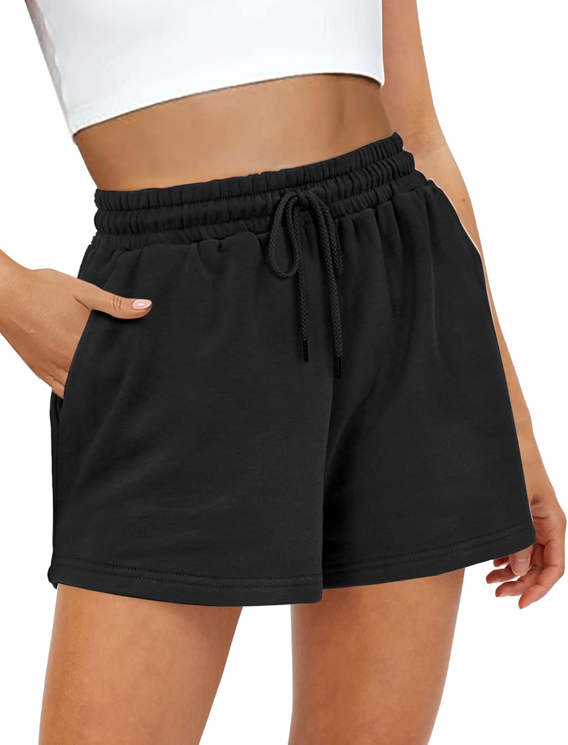 Buauty Womens Sweat Shorts, Summer Lounge Cotton Drawstring Shorts with Pockets...