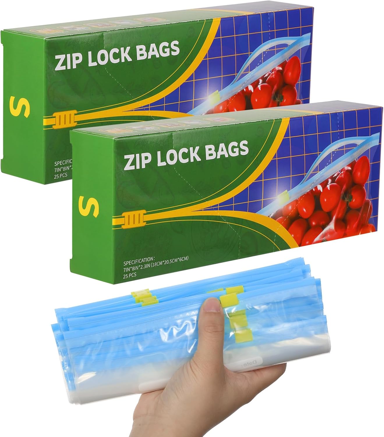 50 Pcs Food Storage Freezer Bags, Reusable Zip Lock Bags(1L) Sandwich Bags Food...