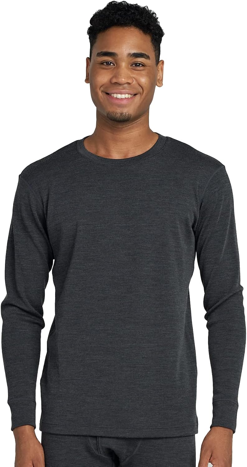 LAPASA Men 100% Merino Wool Shirt Base Layer Lightweight Midweight Thermal Top L...