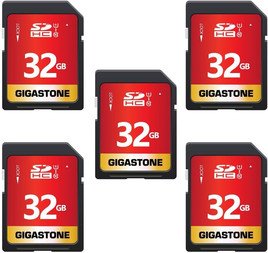 Gigastone SD Card 32GB 5-Pack, High-Speed 32GB SD Card Full HD Video Memory Card...