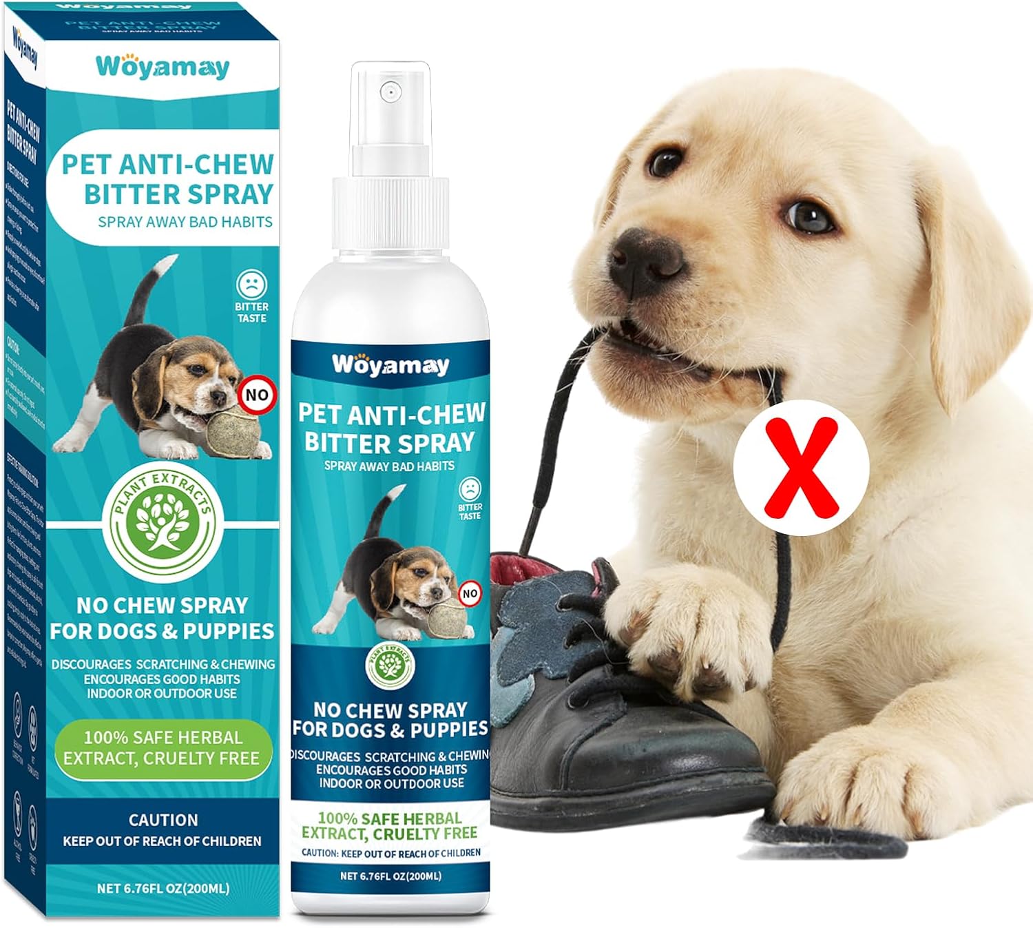 Woyamay Anti Chew Spray for Dogs, 200ml Bitter Apple Dog Spray, Dog Repellent Sp...