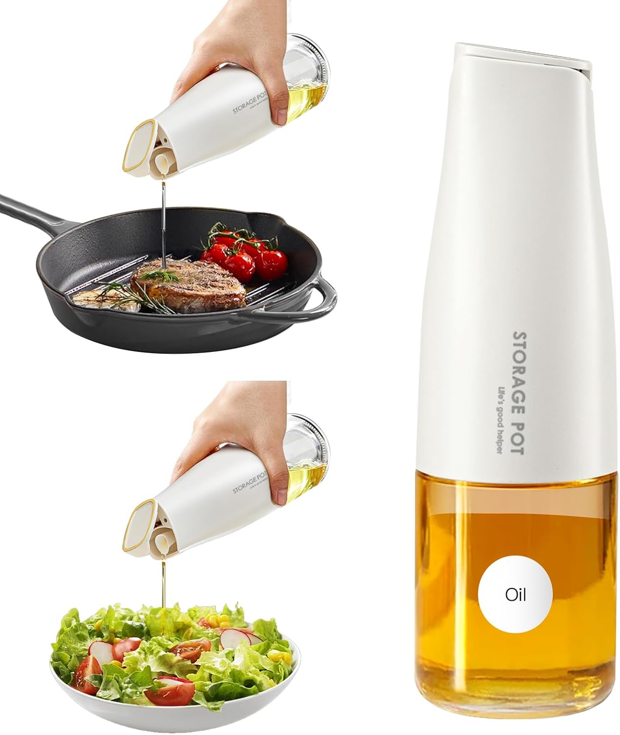 YARRAMATE Auto Flip Olive Oil Dispenser for Kitchen, 500ml /17oz Cooking Glass O...