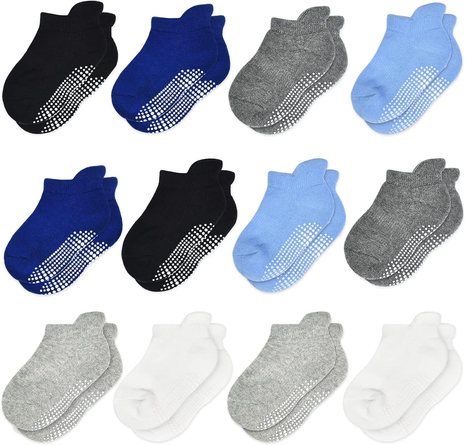 Tphon Non Slip Toddler Socks 12 Pairs Infant Baby Kids Grip Socks for Boy Girls...