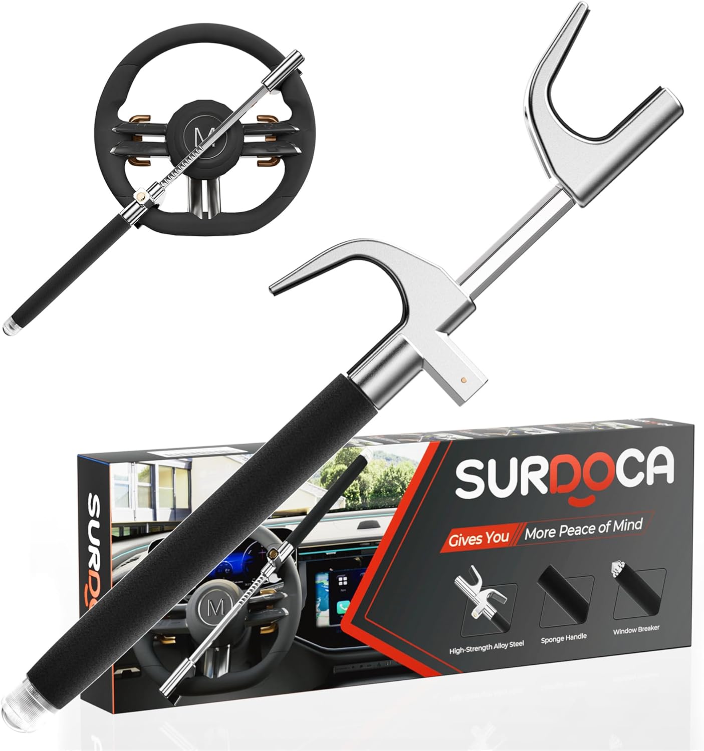 SURDOCA Multifunction Steering Wheel Lock – High Security Anti Theft Steering Wh...