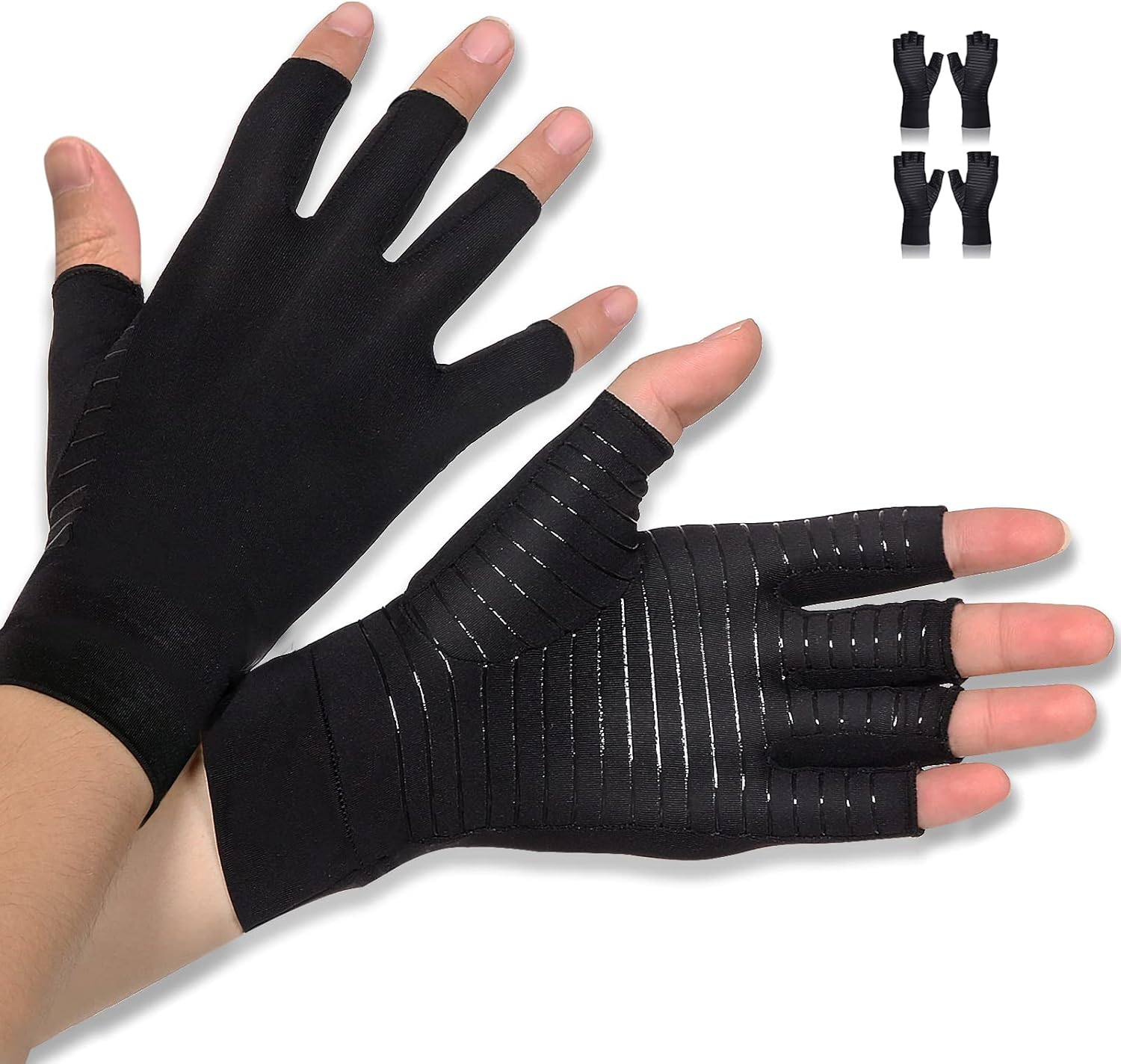 Donfri Copper infused Arthritis Gloves Fingerless Compression Gloves for Women M...