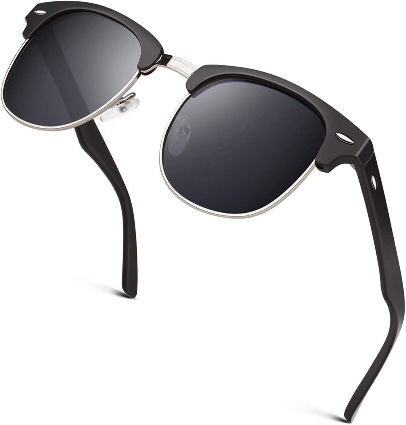 GQUEEN Horn Rimmed Half Frame Polarised Sunglasses Mens Womens UV400 Protection