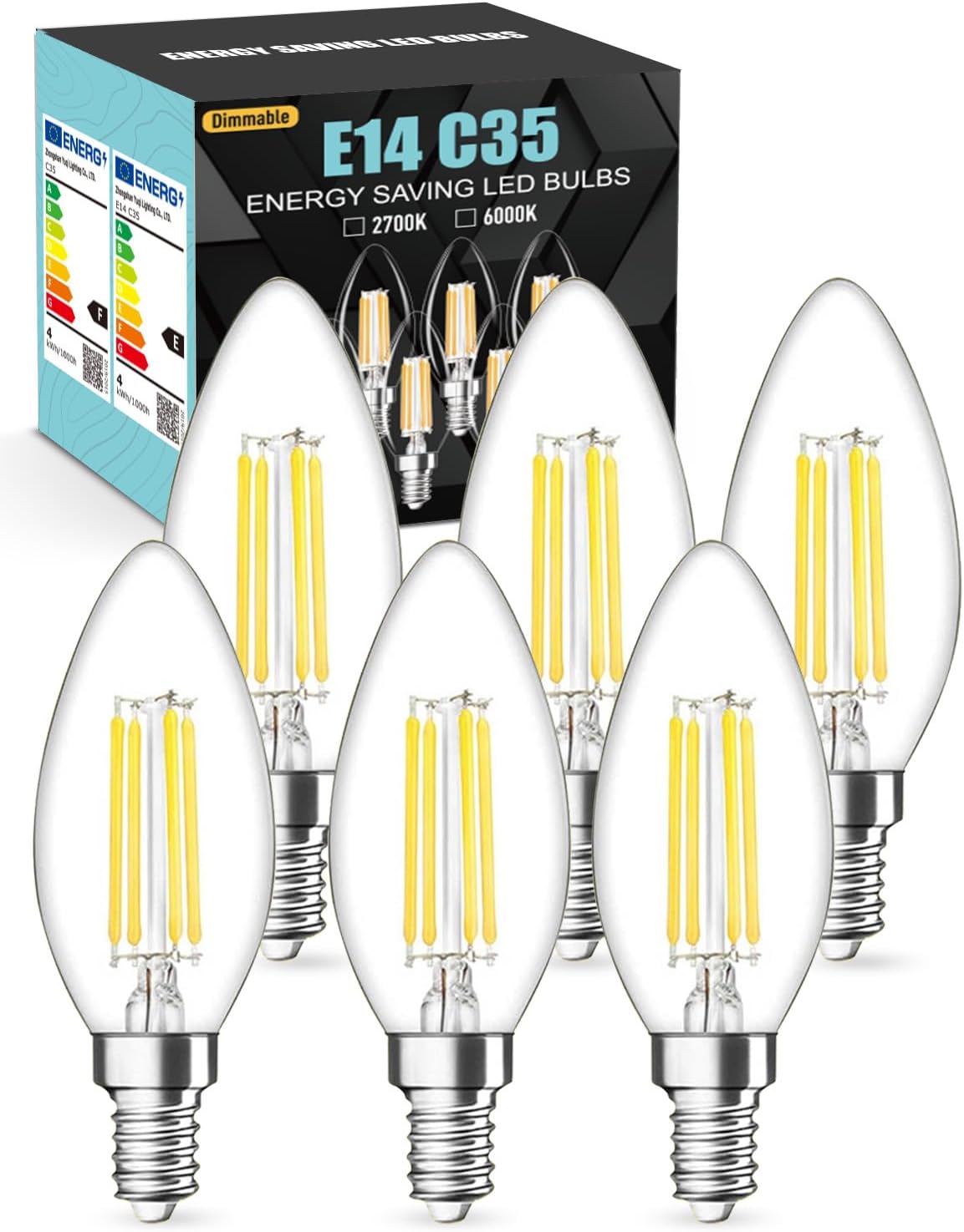 tuare E14 LED Light Bulb Dimmable, 4W 550 Lumens E14 LED Light Bulb Cool White D...