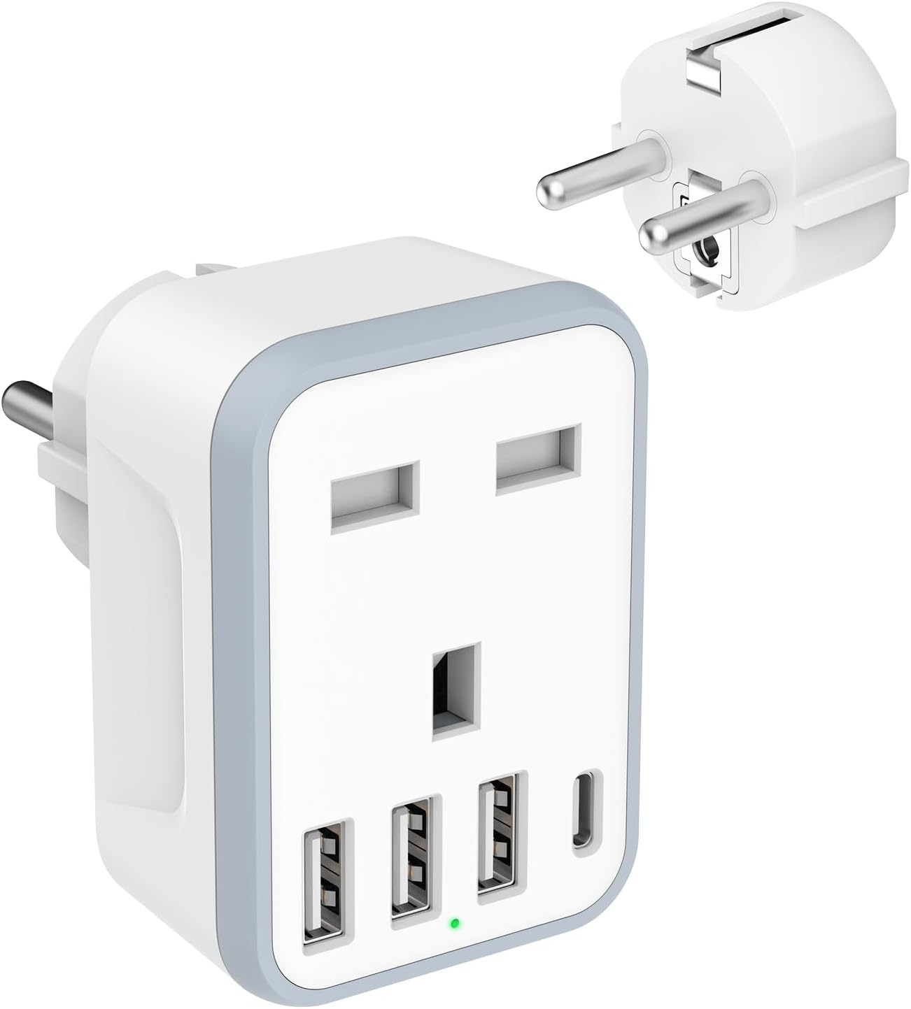 Loydia European Travel Adapter - 5 in 1 UK to EU Adapter with 4 USB Ports, UK to...