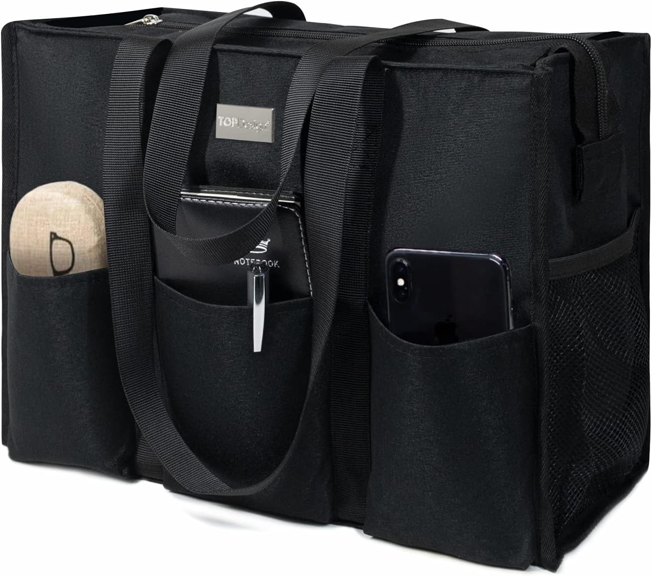 TOPDesign Utility Water Resistant Tote Bag with 13 Exterior & Interior Pockets,...