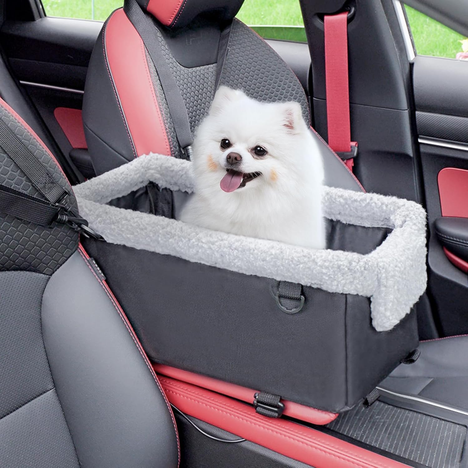 UNICITII Dog Car Seat for Small Dog, Raised Dog Booster Seat with Metal Frame, D...