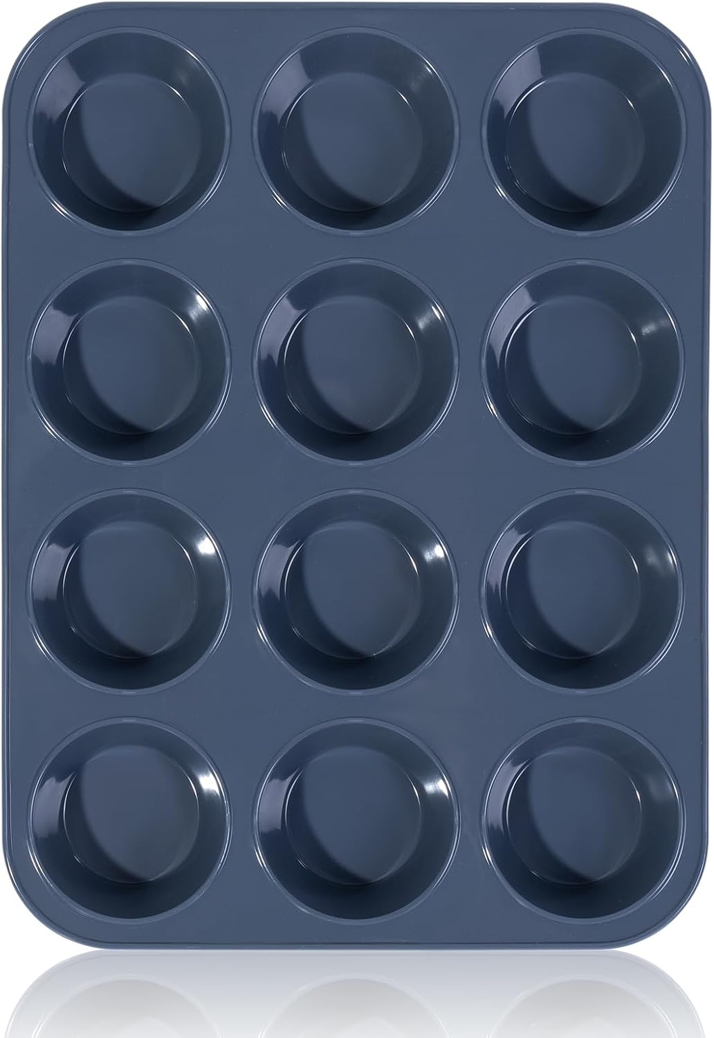 SUPER KITCHEN Large Muffin Tray 12 Cup Silicone Muffin Pan, Non-Stick Muffin Cup...