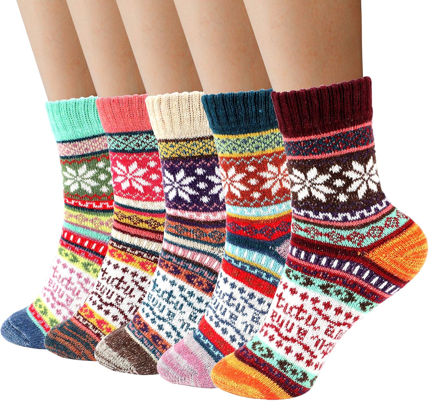 Airabc Thermal Winter Women Socks 5 Pairs Wool War...