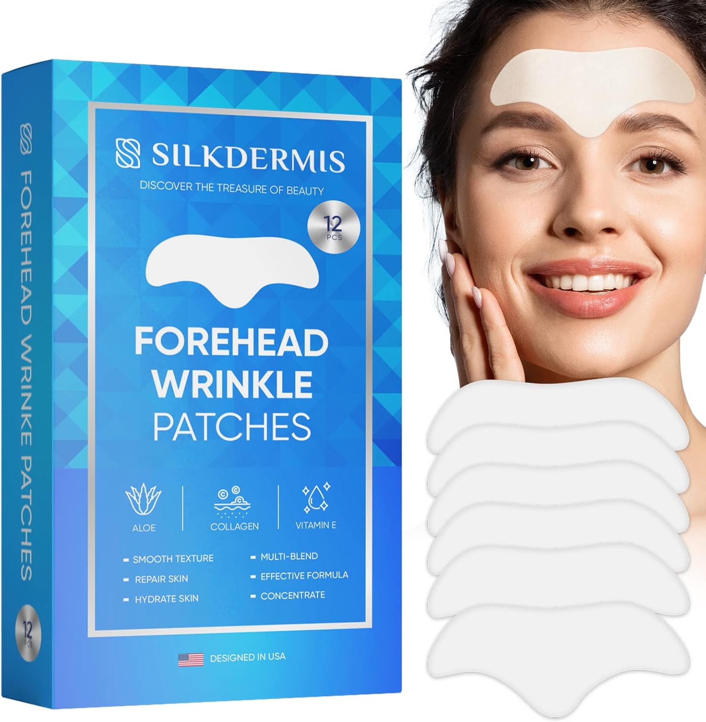 SILKDERMIS Forehead Wrinkle Patches 12 Packs, Forehead Patches for Wrinkles, Ant...