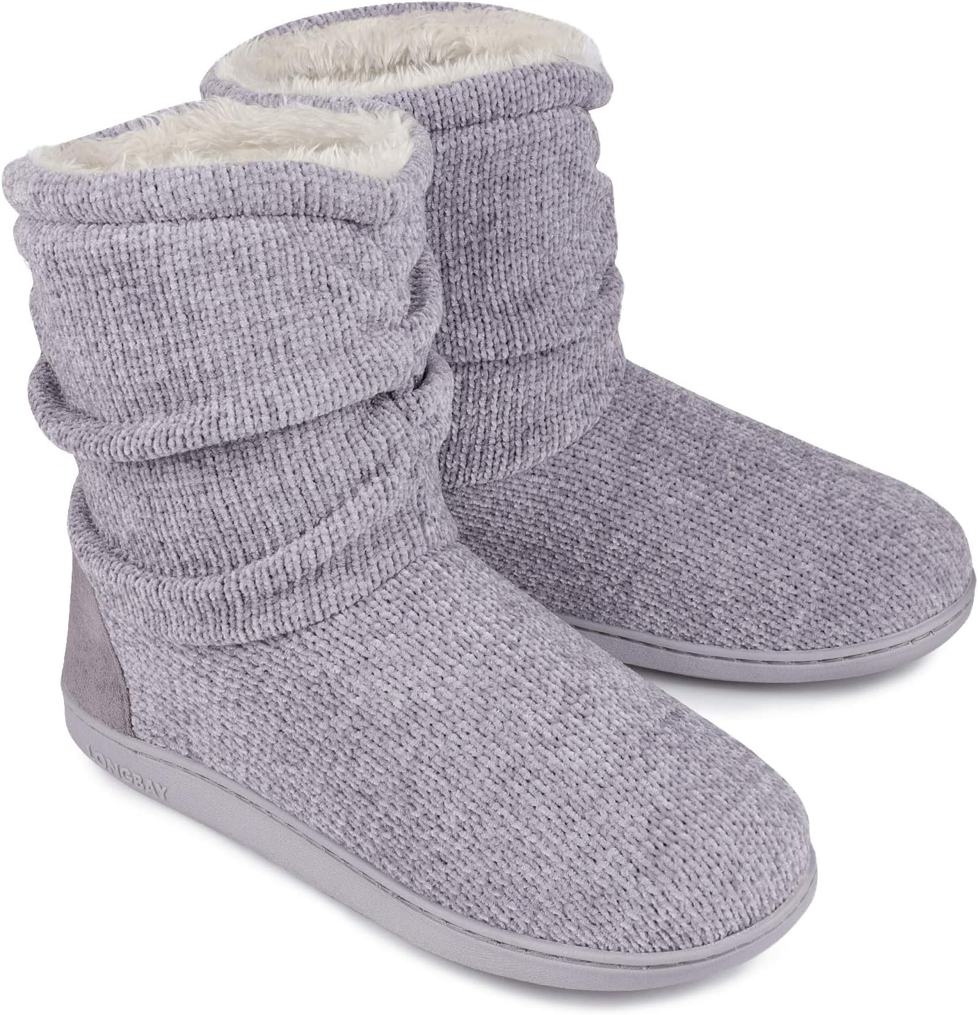 LongBay Ladies' Chenille Knit Warm Boots Slippers Soft Plush Fleece Booties Slip...