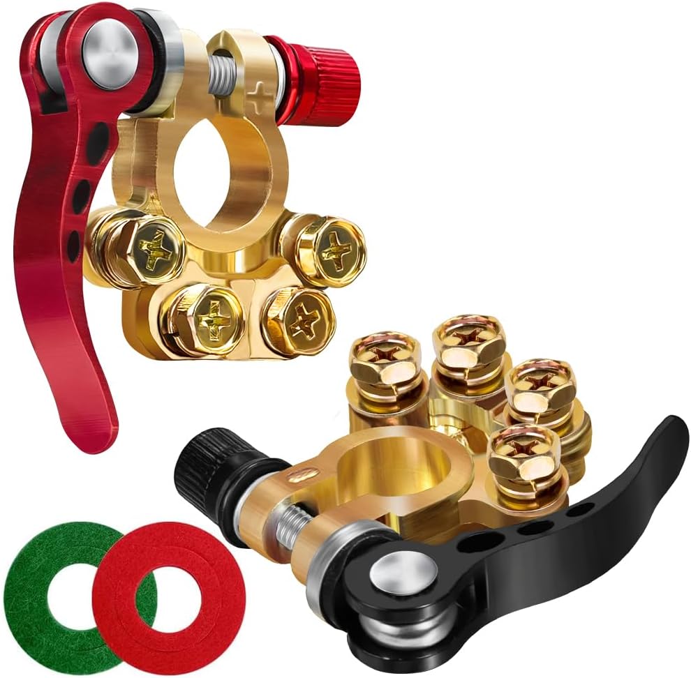 2Pcs Quick Release Battery Terminals, 4 Way Car Battery Connectors, 12v Battery...