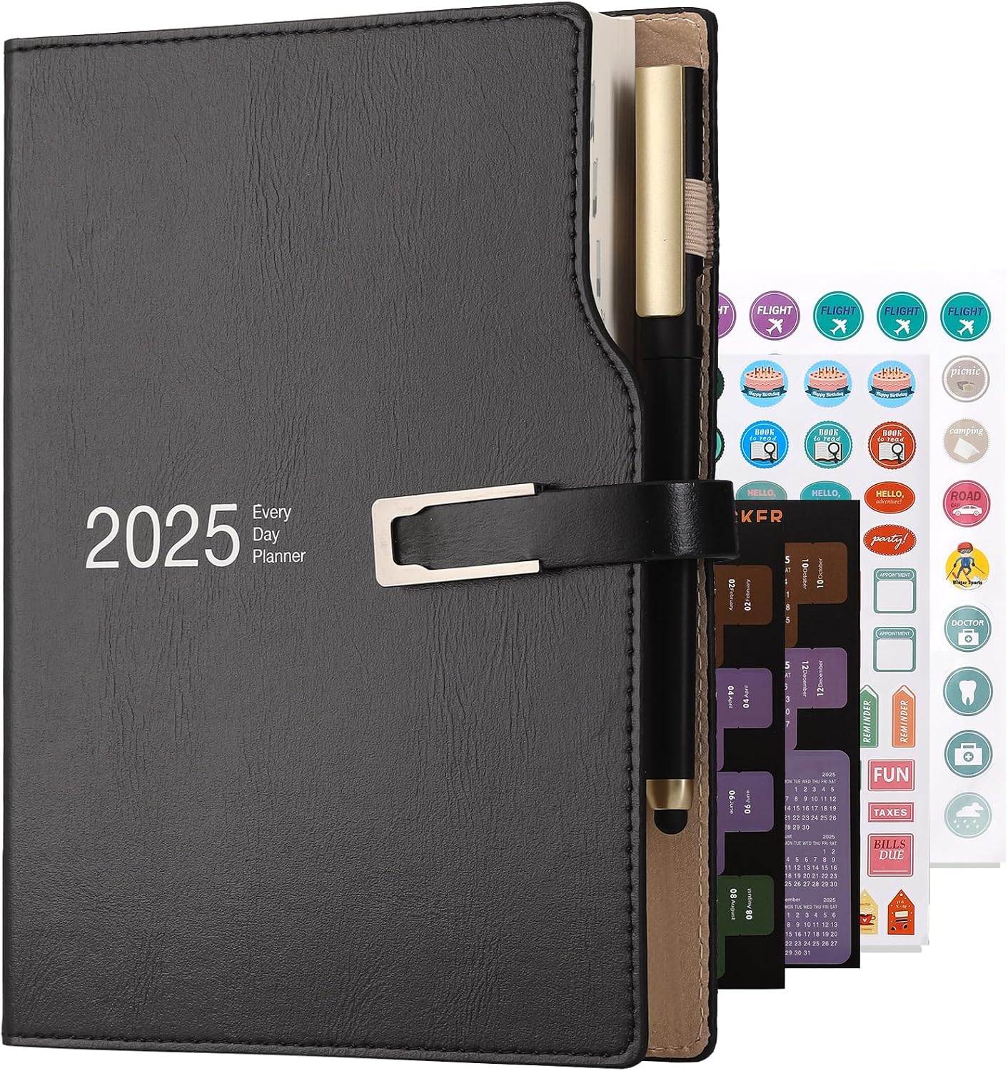 Academic Diary 2025 A5 Day to Page,Schedule Organizer with Calendar Stickers, Ag...