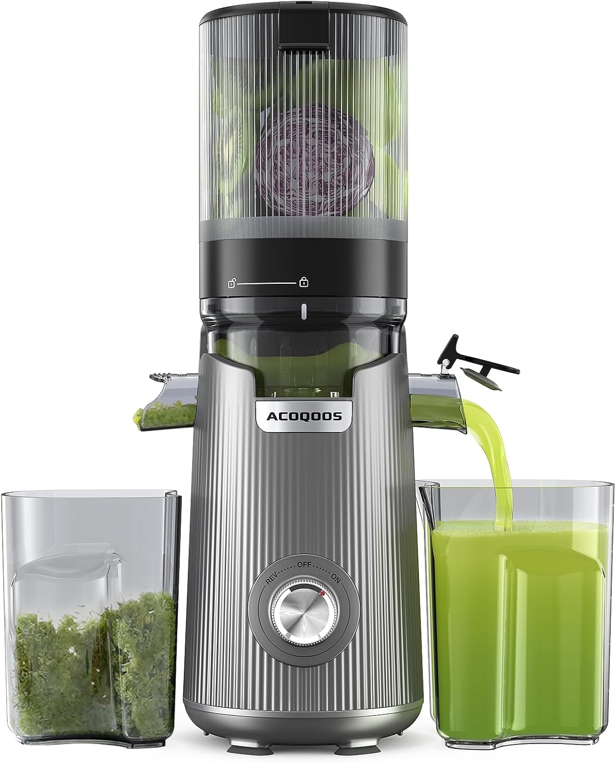ACOQOOS Juicer Machines, Cold Press Juicer Whole Fruit and Vegetable with 5.3" W...