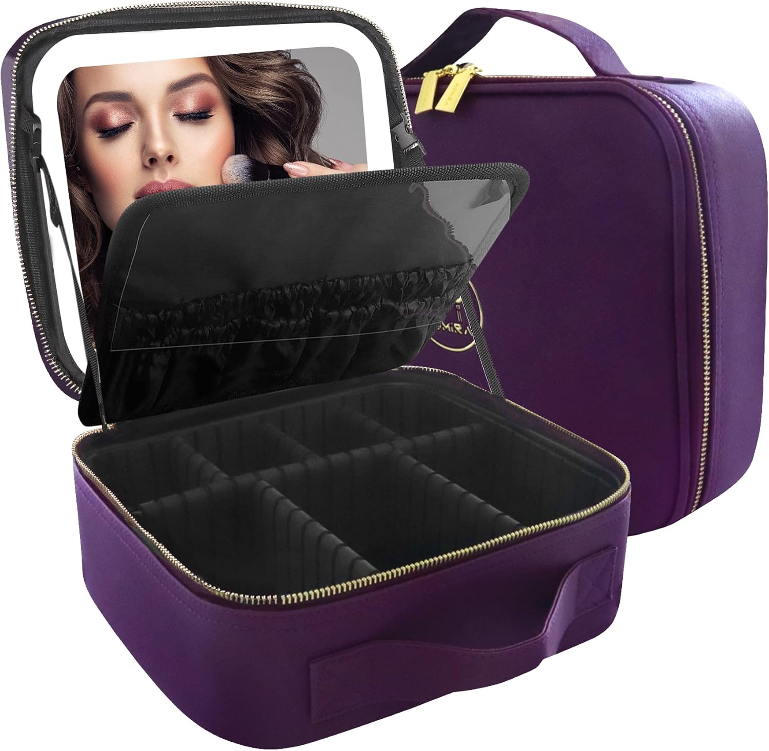MOMIRA Makeup Bag with Mirror and Light Travel Makeup Train Case Cosmetic Bag Or...