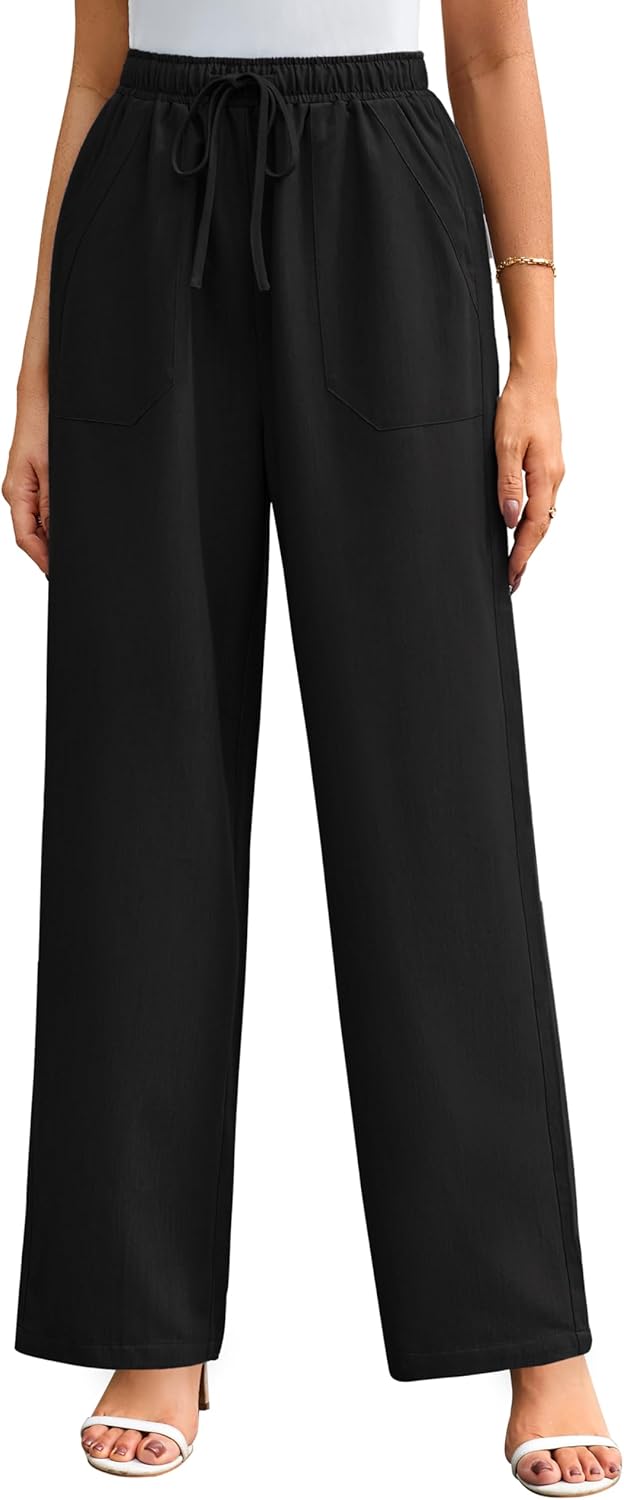 GRACE KARIN Women's Wide Leg Casual Pants Summer Lightweight Drawstring Elastic...