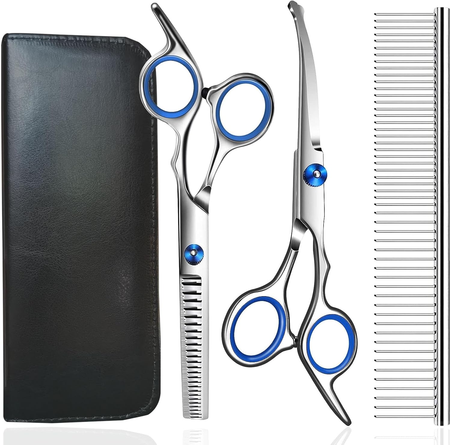 Jiasoval 4-in-1 Dog Grooming Kit with Safety Round Tip, Professional Grooming Sh...