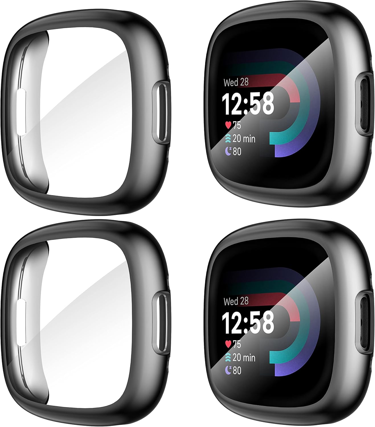 Diruite 4-Pack Cover for Fitbit Versa 4/Sense 2 Screen Protector Case,HD Shockpr...