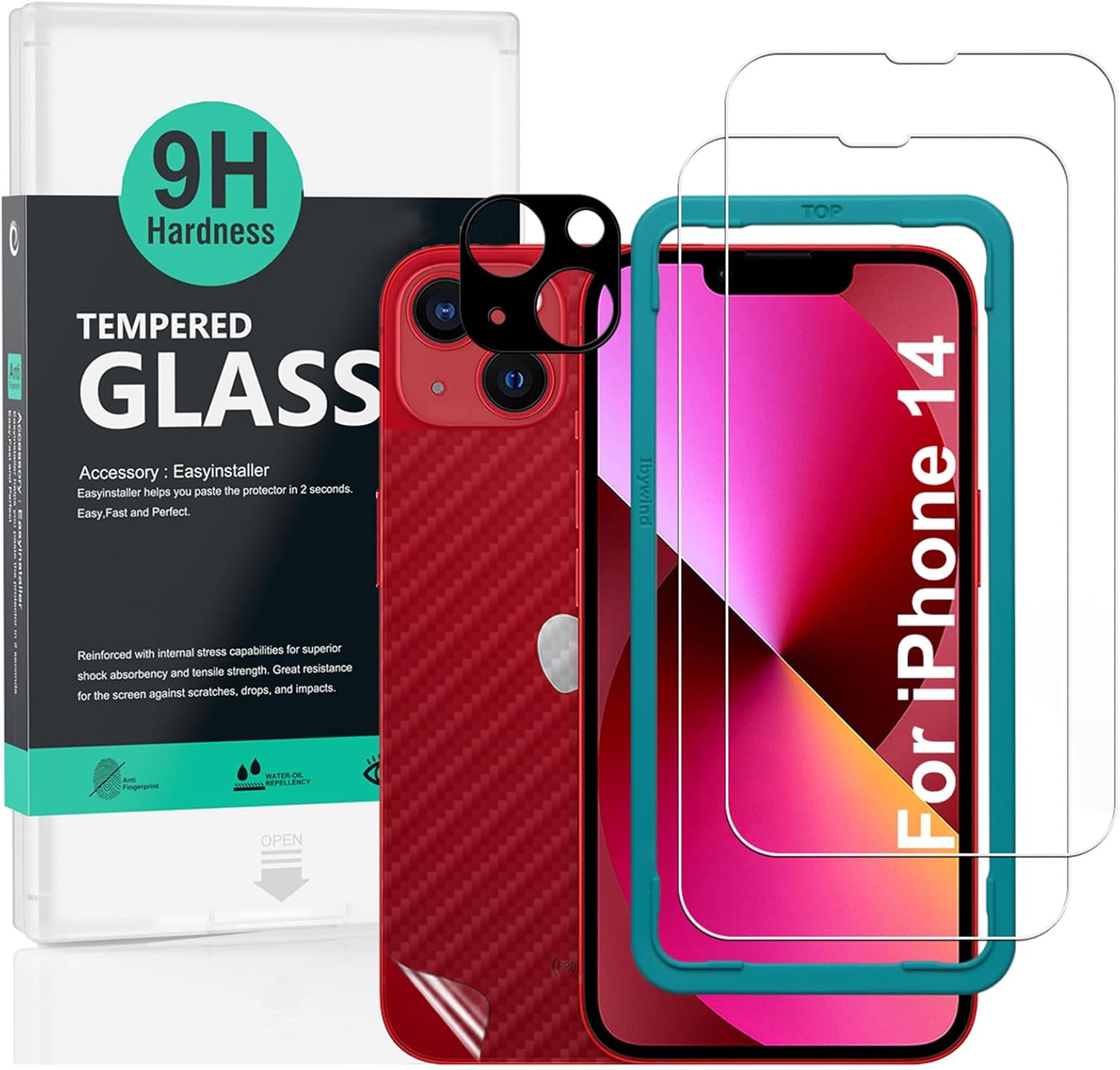 Ibywind Screen Protector (2 Pack) For iPhone 14,9H Hardness Tempered Glass,With...