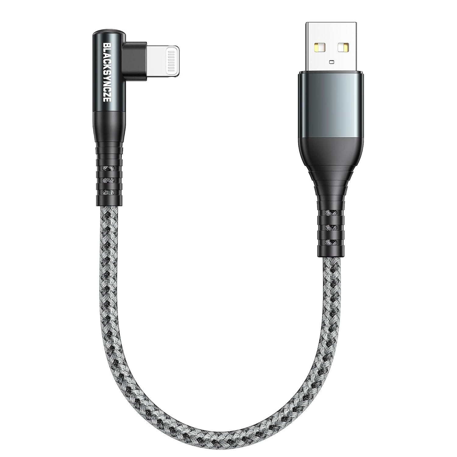 BLACKSYNCZE Short iPhone Charger Cable 0.3M [MFi Certified] Lightning Cable Righ...