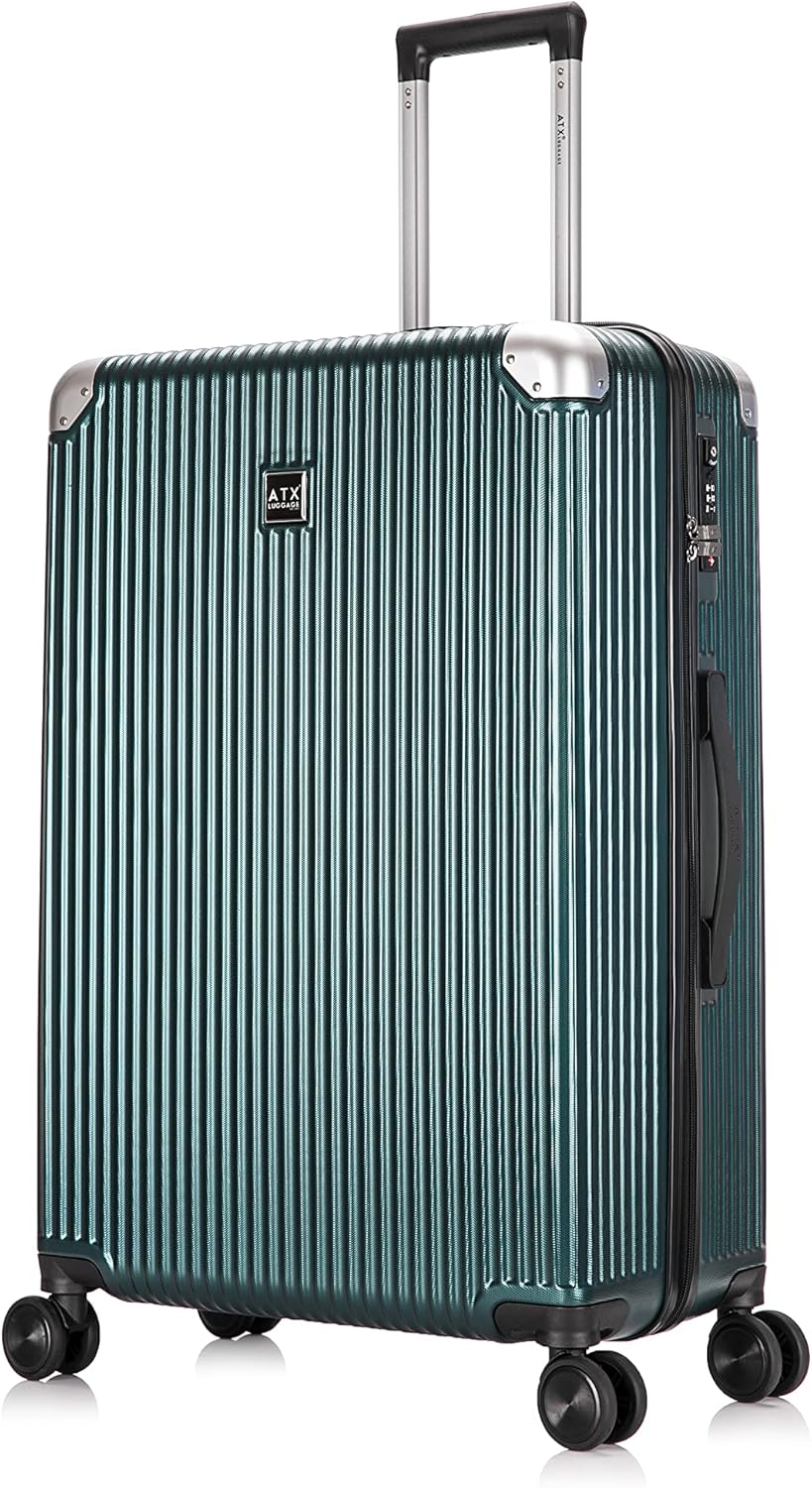 ATX Luggage Suitcase Large on 4 Dual Spinner Wheels Super Lightweight ABS Hard S...