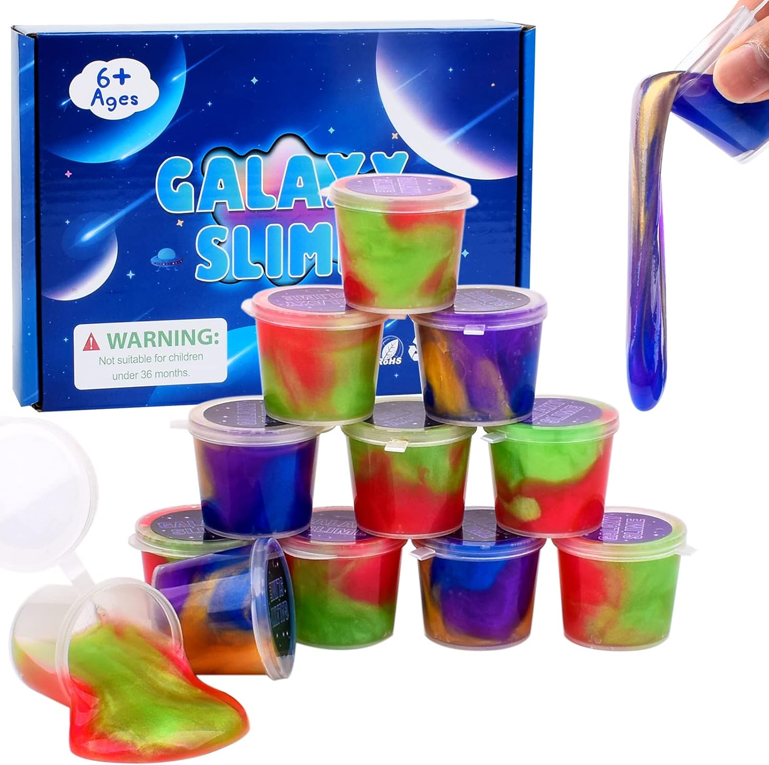 Galaxy Slime Kit 12 Pack, Fluffy Mini Slime Easter Party Favor for Kids Goodie B...