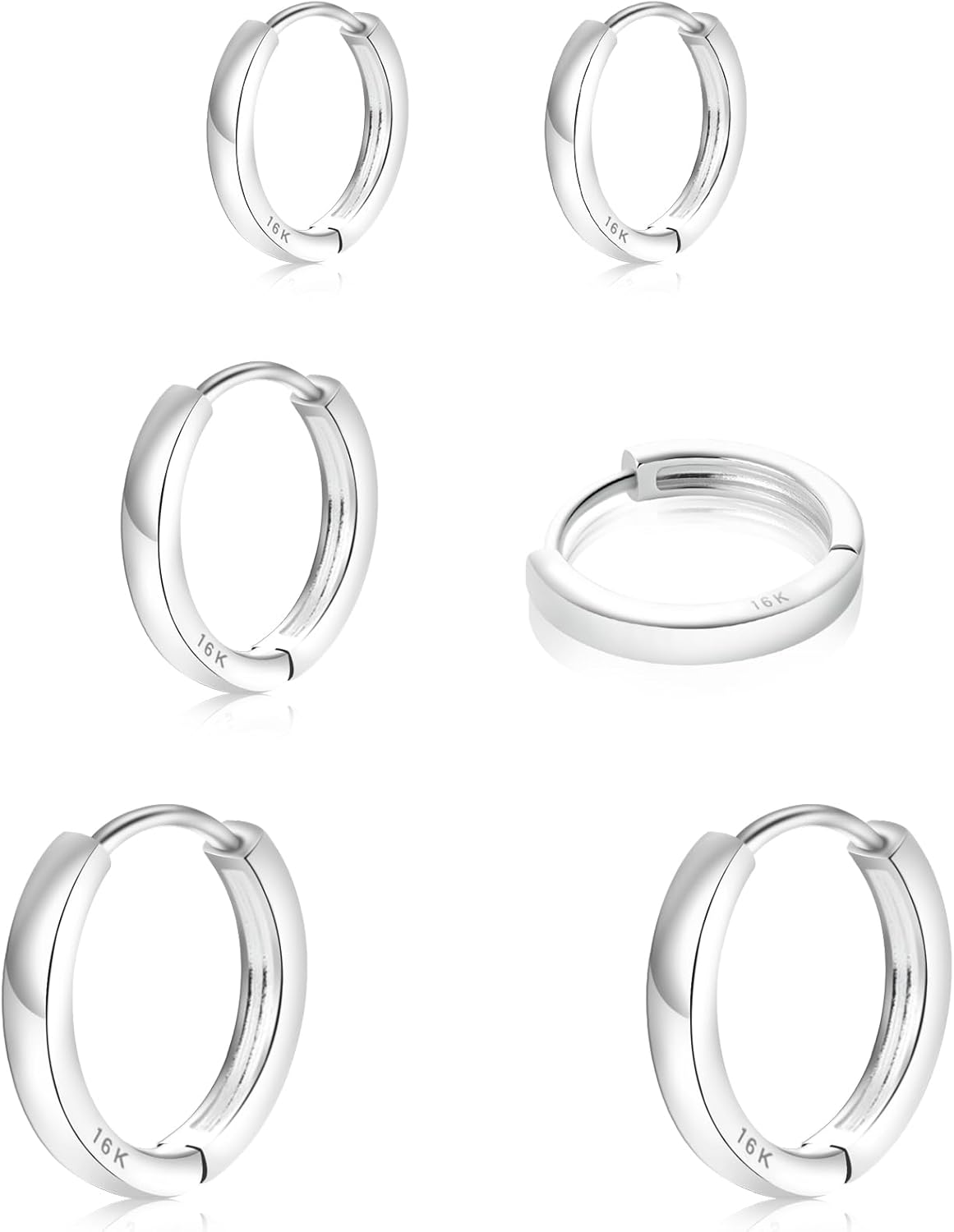 Yiorxu 3 Pairs Silver Hoop Earrings for Women,Huggies Earrings Size：8/10/12mm,...