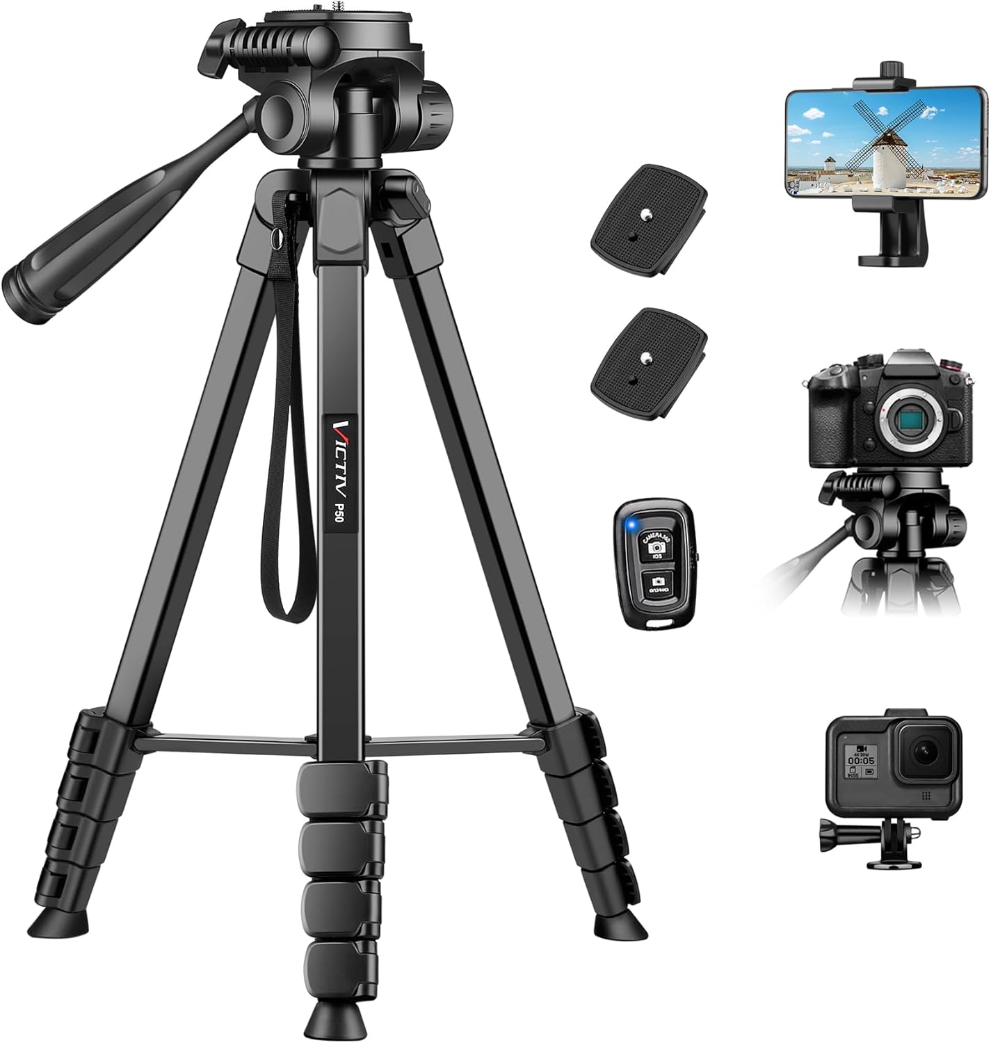 Victiv New Camera Phone Tripod, 67.7"/172cm Portable Aluminum Phone Tripod Stand...