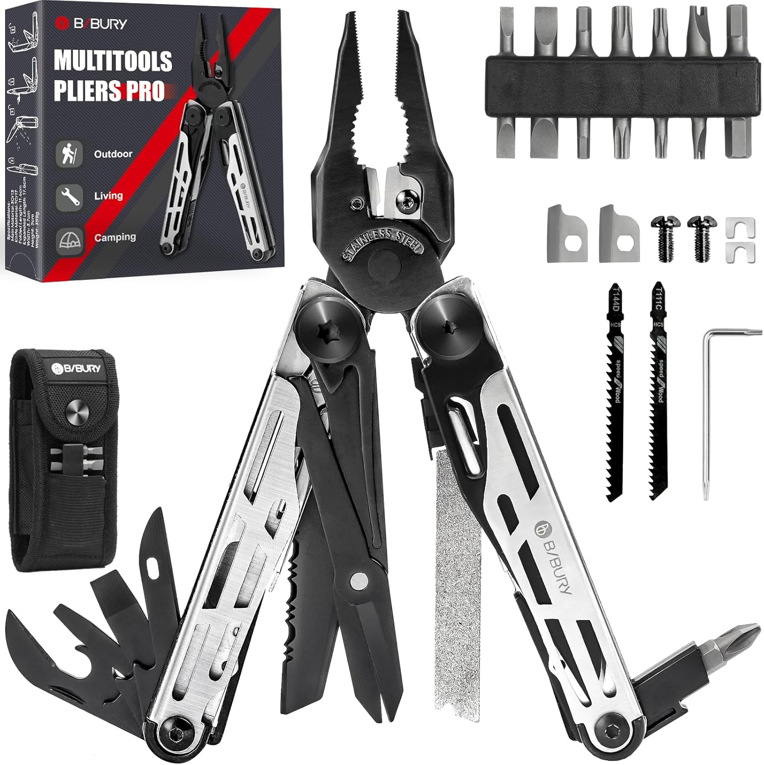 BIBURY Multitools, Multi Tool Foldable Pliers with Upgraded Scissors and Screwdr...