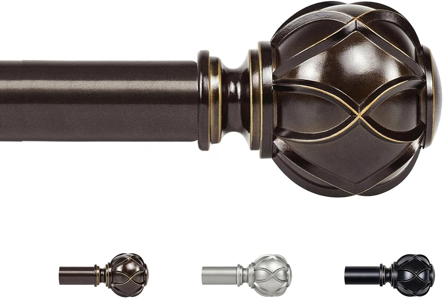 KAMANINA Bronze Curtain Pole 80 to 218 cm, Curtain Poles for Eyelet Curtains, Ex...