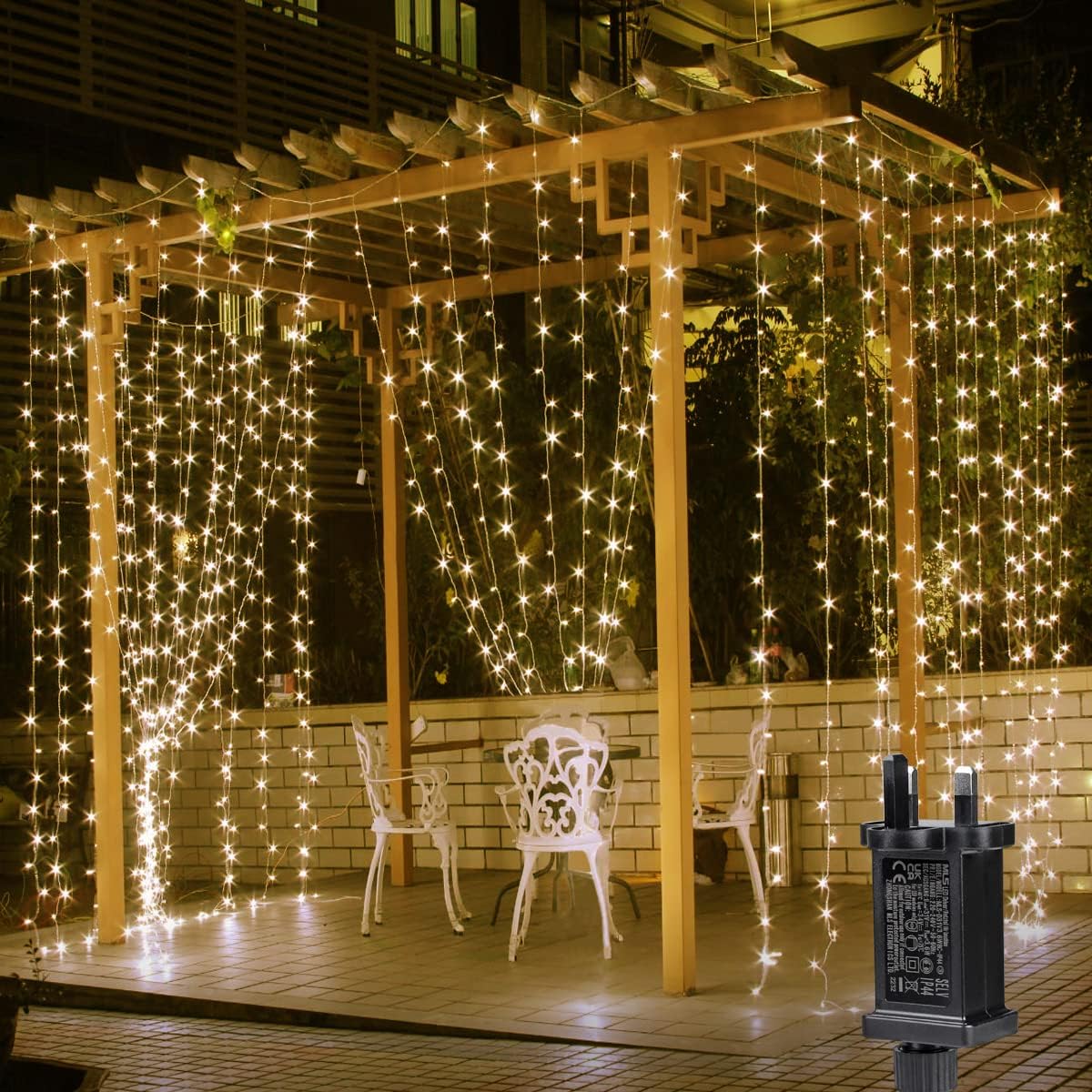 Lepro Curtain Lights Plug in, 3m x 3m 300 LED Warm...