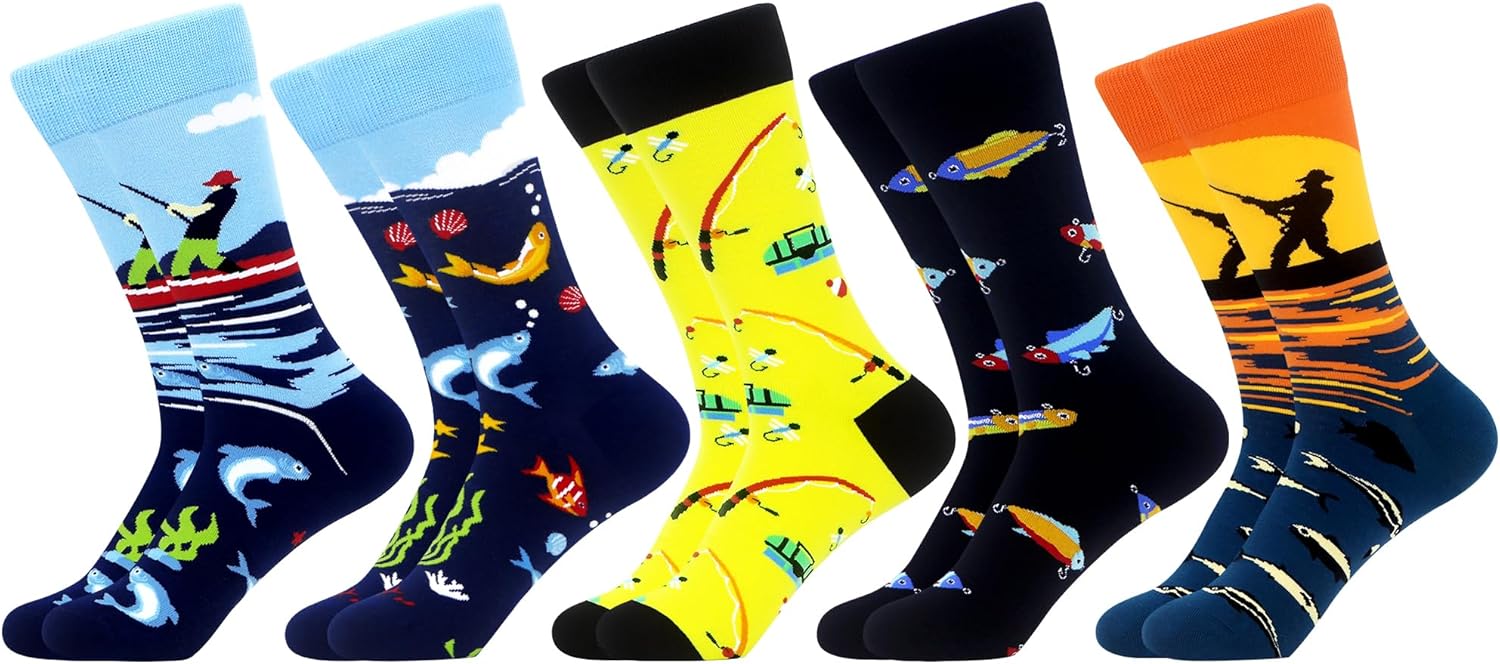 WeciBor Mens Dress Colorful Novelty Funny Casual Combed Cotton Crew Socks 5 Pack