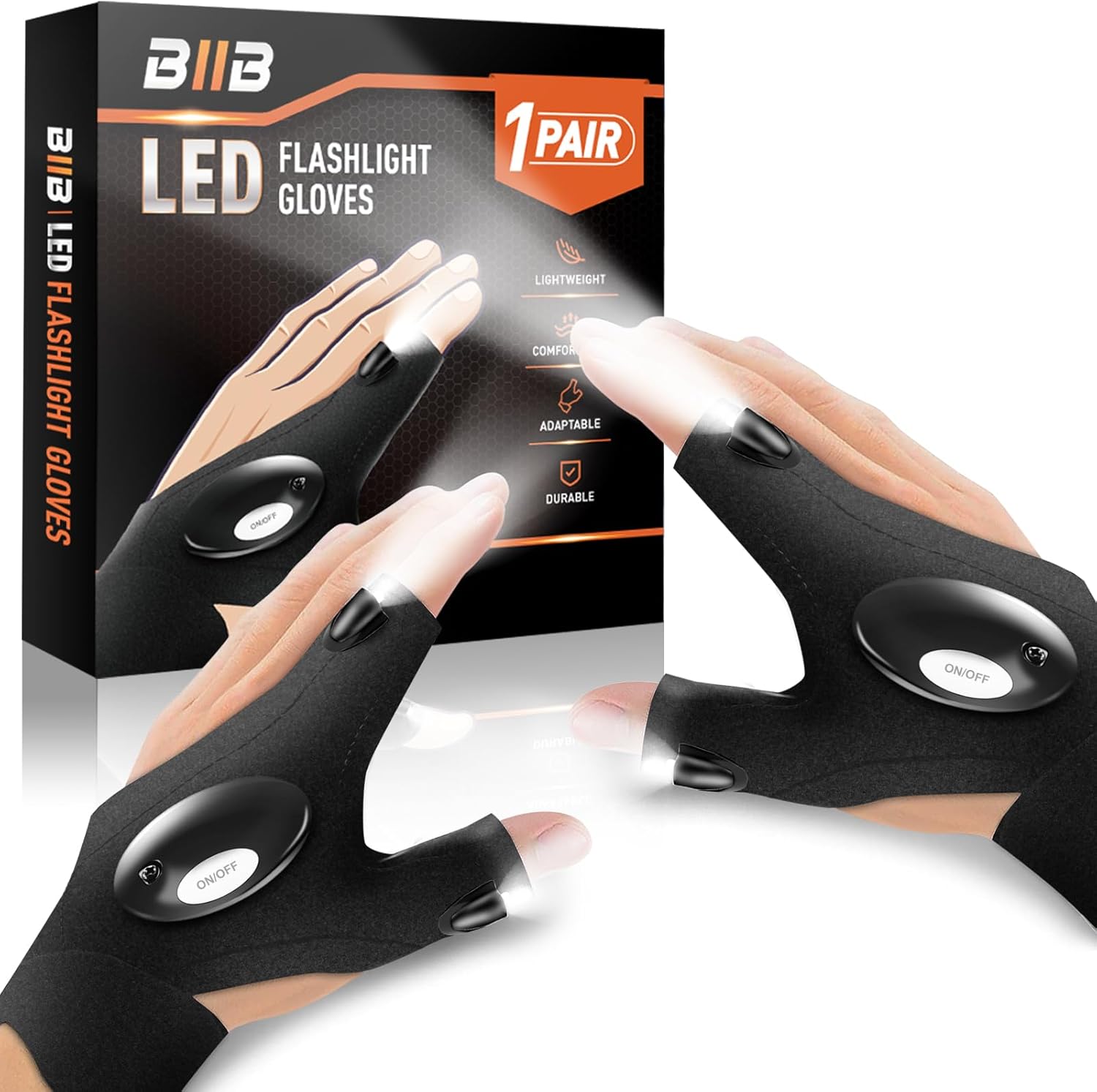 BIIB Gifts for Men, LED Gloves with Lights for Fishing Gifts for Men, Gadgets fo...
