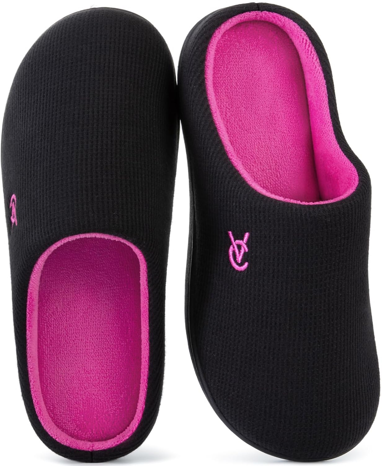 VeraCosy Women's Two-Tone Slippers Soft Comfy Knit Memory Foam Non-slip Indoor H...