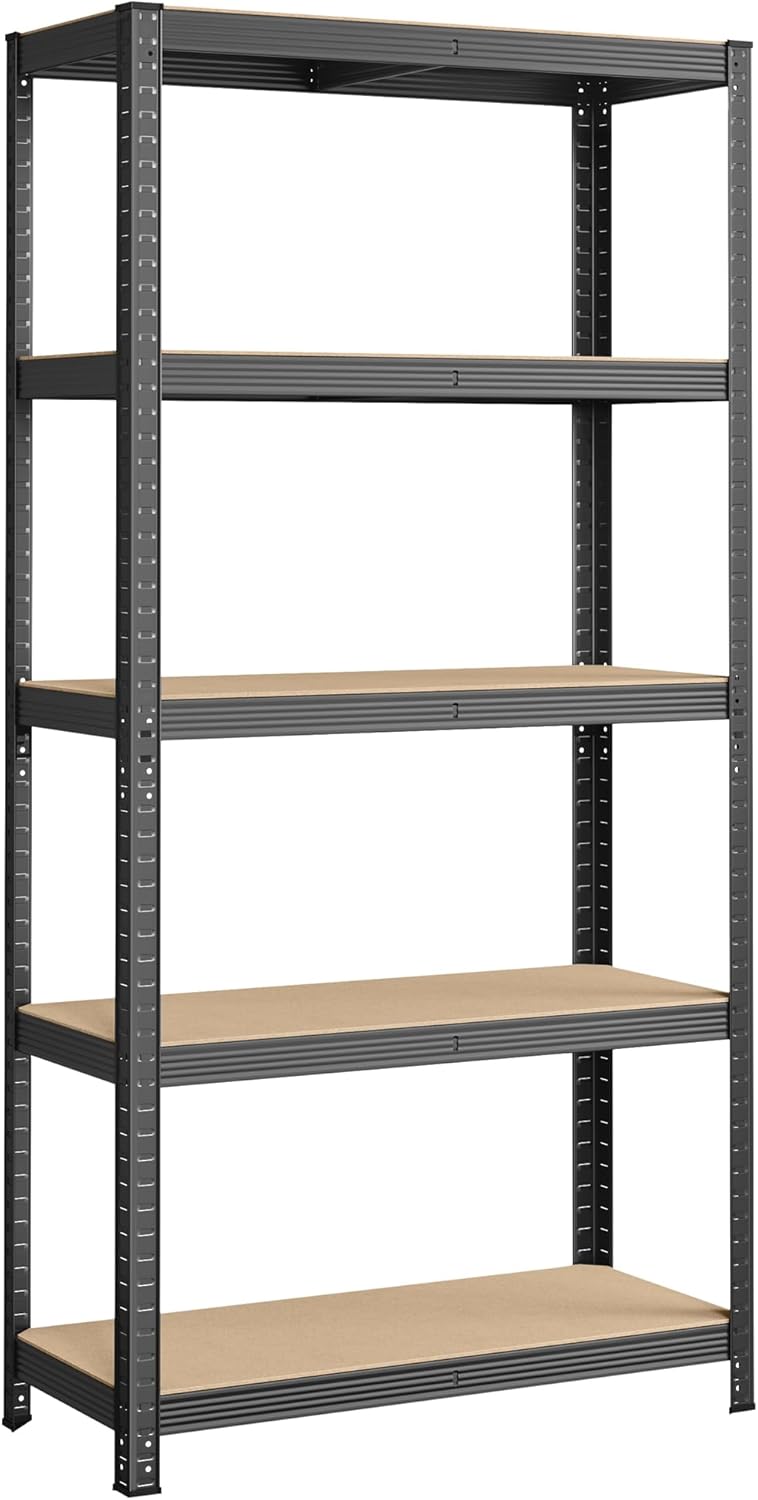 SONGMICS 5-Tier Shelving Unit, Steel Shelving Unit for Storage, Tool-Free Assemb...