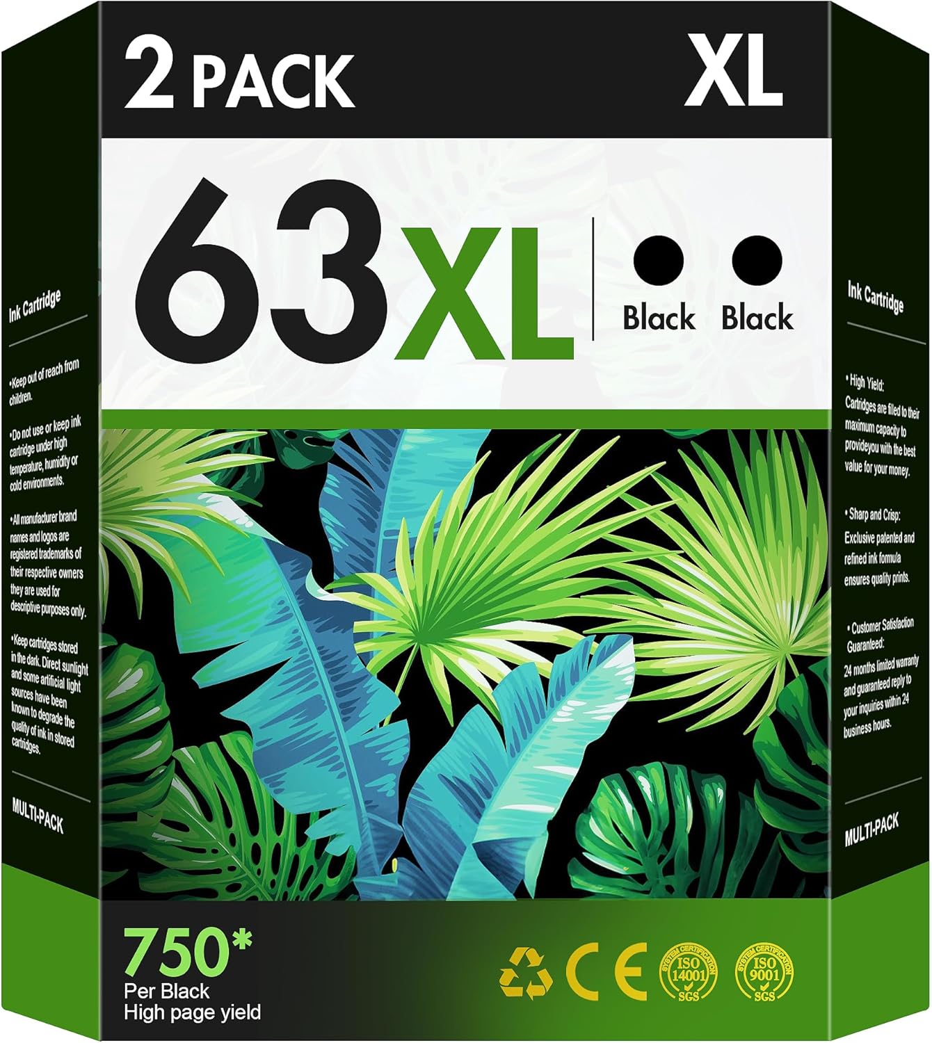 63XL Black Ink Cartridge Replacement for HP Ink 63 63XL Black Ink 63XL Ink Cartr...