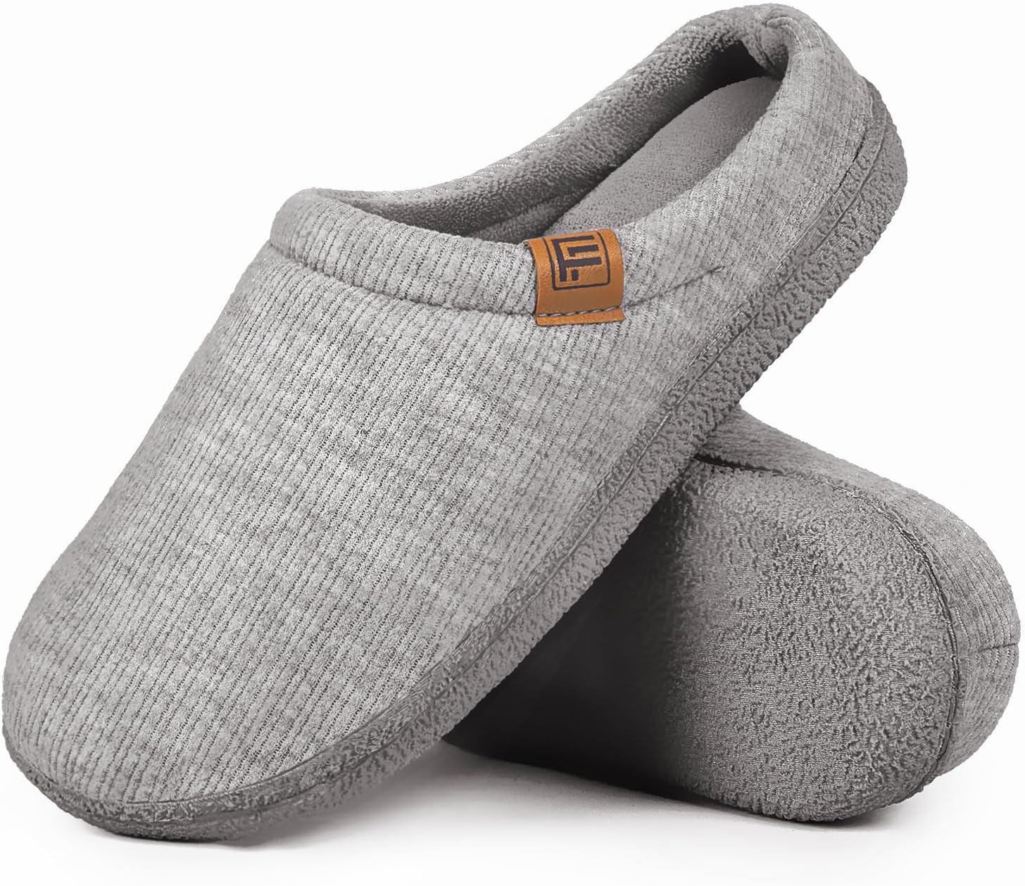 FamilyFairy Women’s Comfy Striped Knitted Memory Foam Slippers Slip on House Sho...
