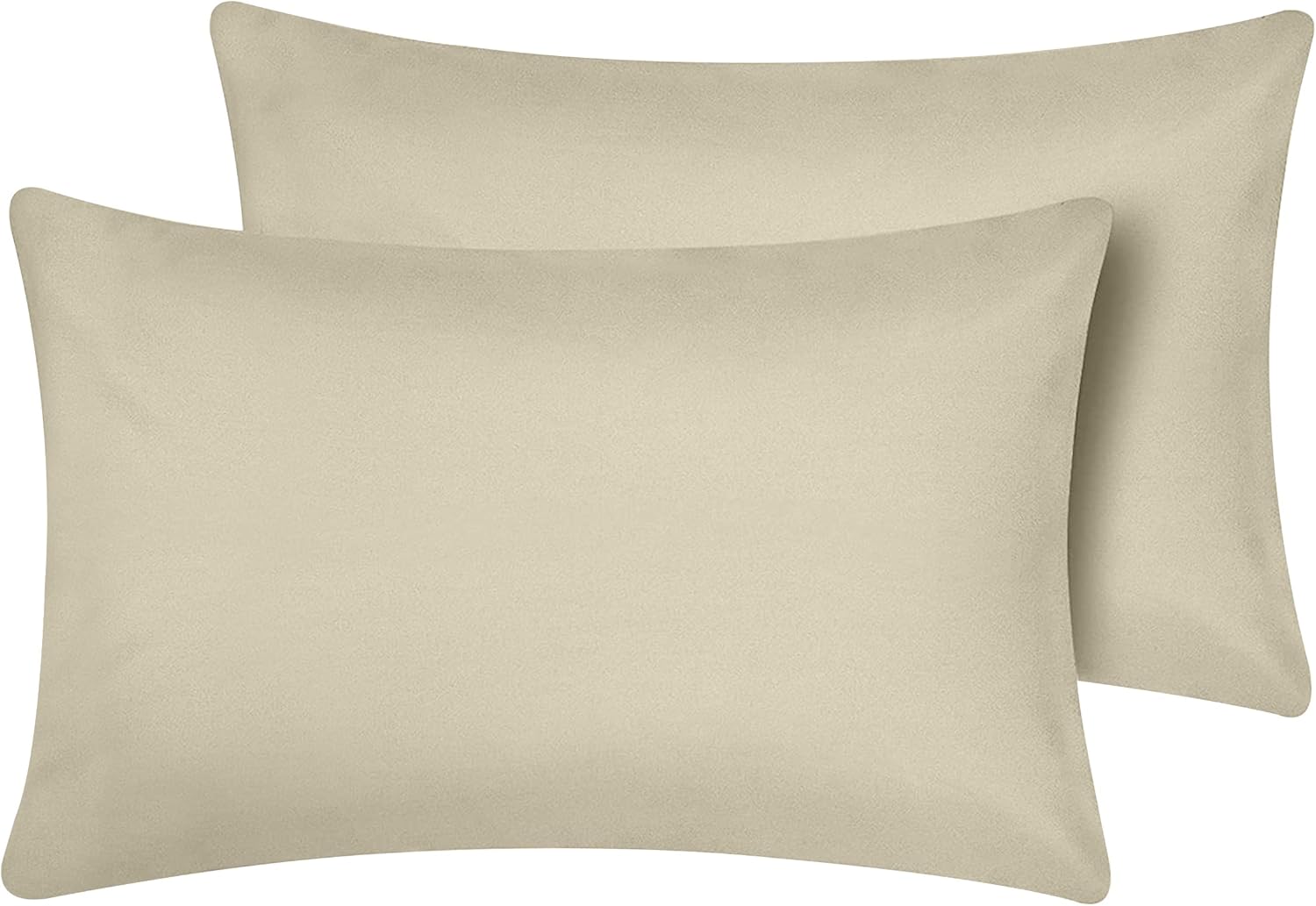 Oxford Homeware Cream Pillow Cases 2 Pack Brushed Microfiber – Standard Pillowca...
