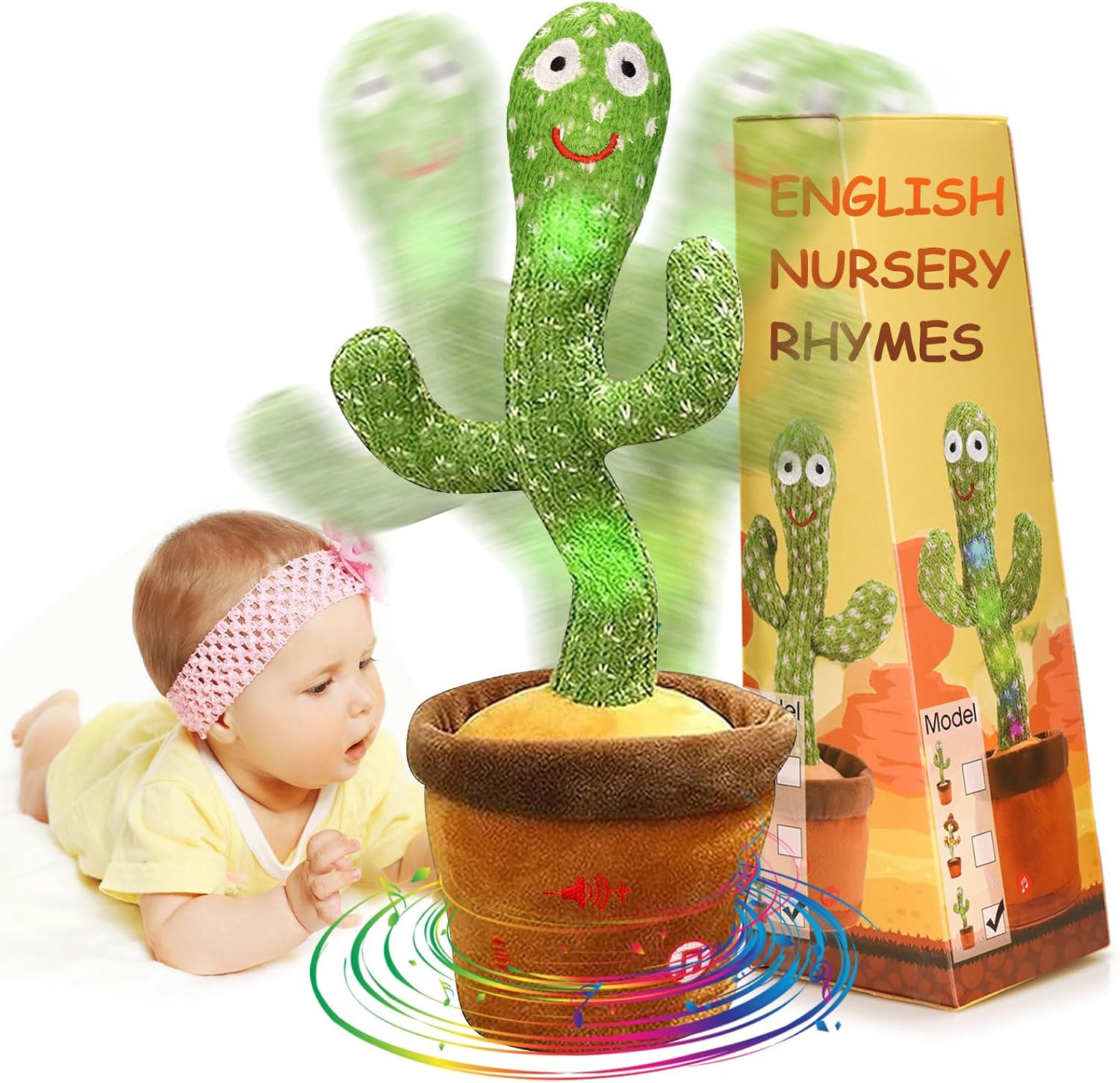seOSTO Volume Control Singing Dancing Talking Cactus Toy Repeat What You Say, Ba...