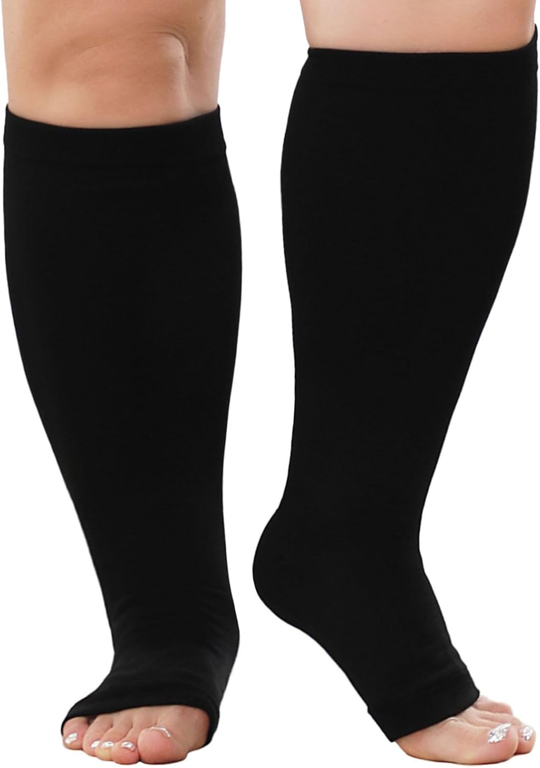 PUTUO Plus Size Compression Socks: Wide Calf Graduated Compression Stockings for...