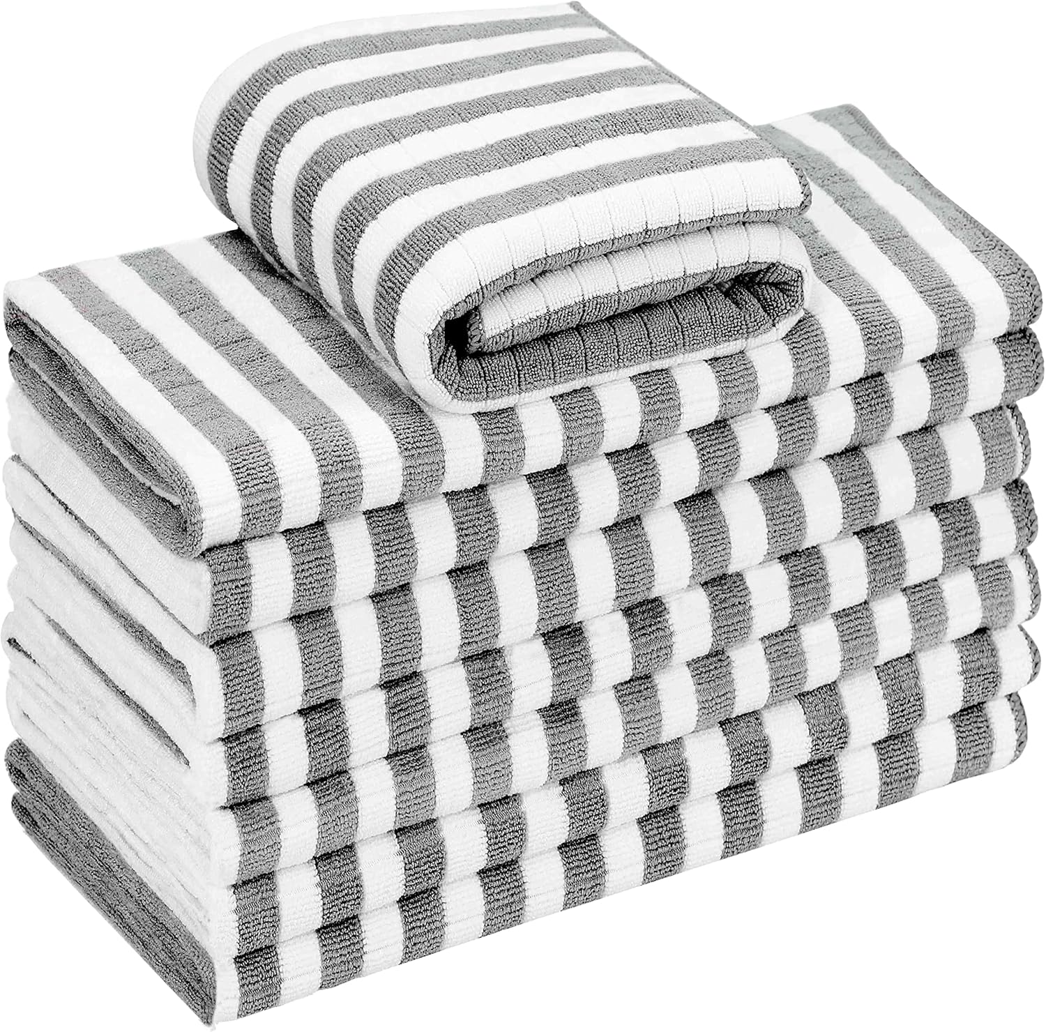 gryeer 8 Pack Microfibre Tea Towels, Super Absorbent, Soft and Thick Kitchen Tow...