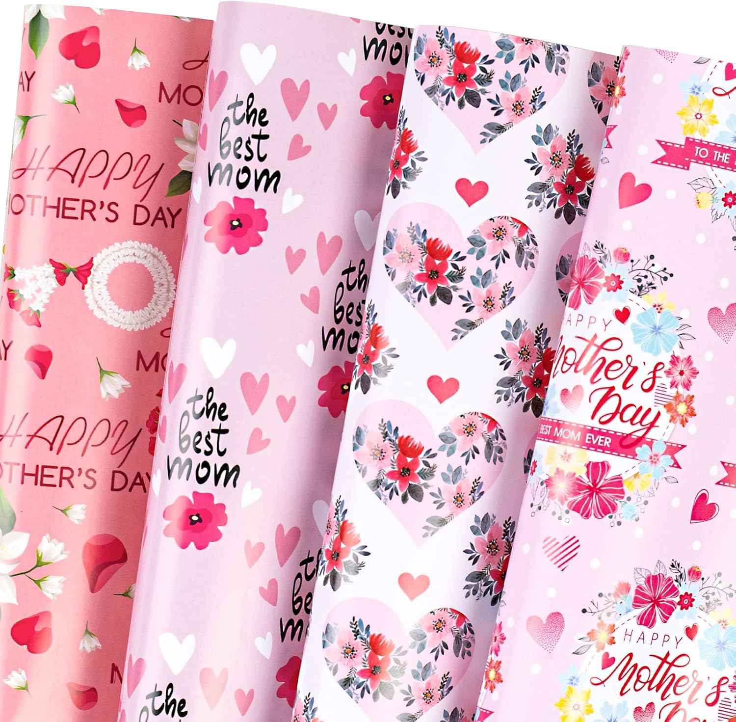 RUSPEPA Mother's Day Wrapping Paper Sheet - 12 Sheets Floral Design Folded Flat...