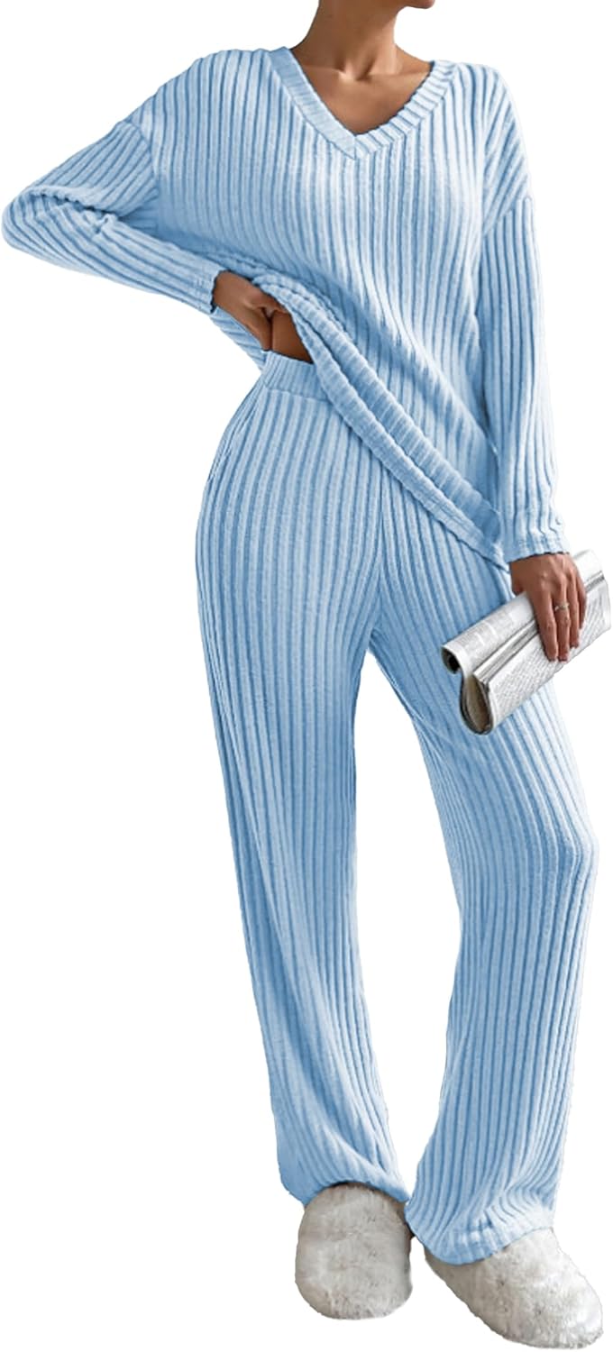 Famulily Womens Pyjamas Set Nightwear, Ladies Ribbed 2 Piece Outfits Loungewear...