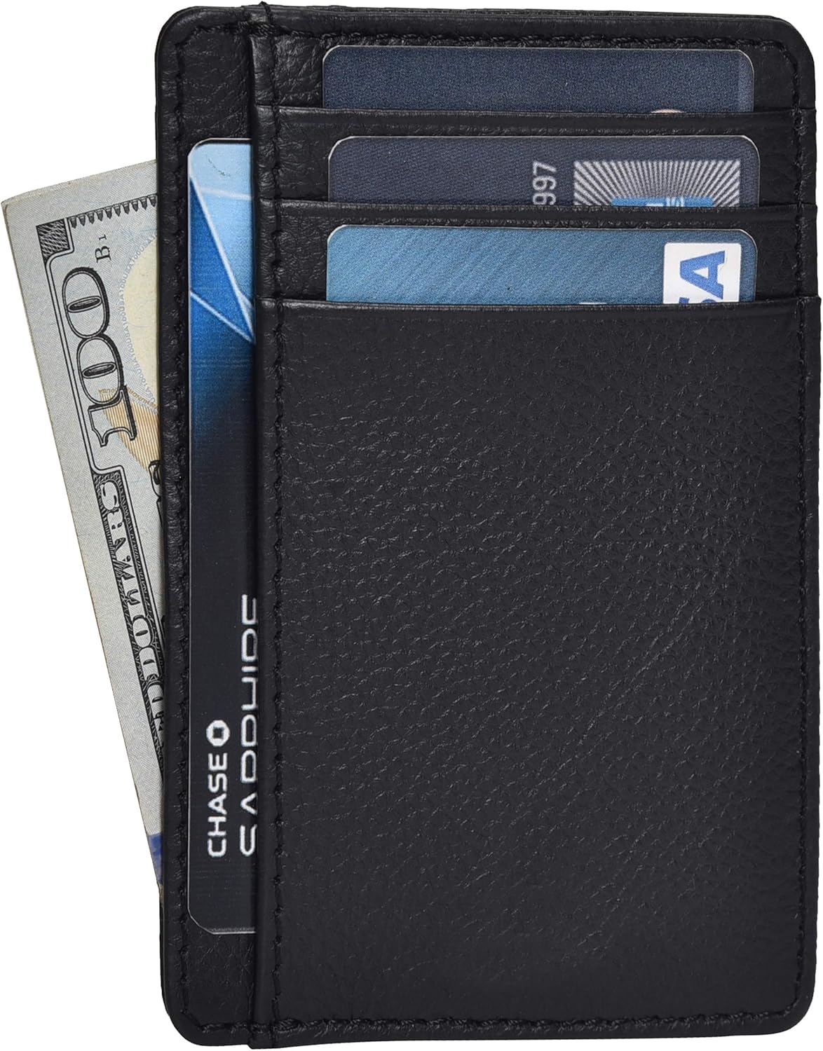 Real Leather Slim Minimalist Wallet for Men and Women -RFID Blocking Front Pocke...