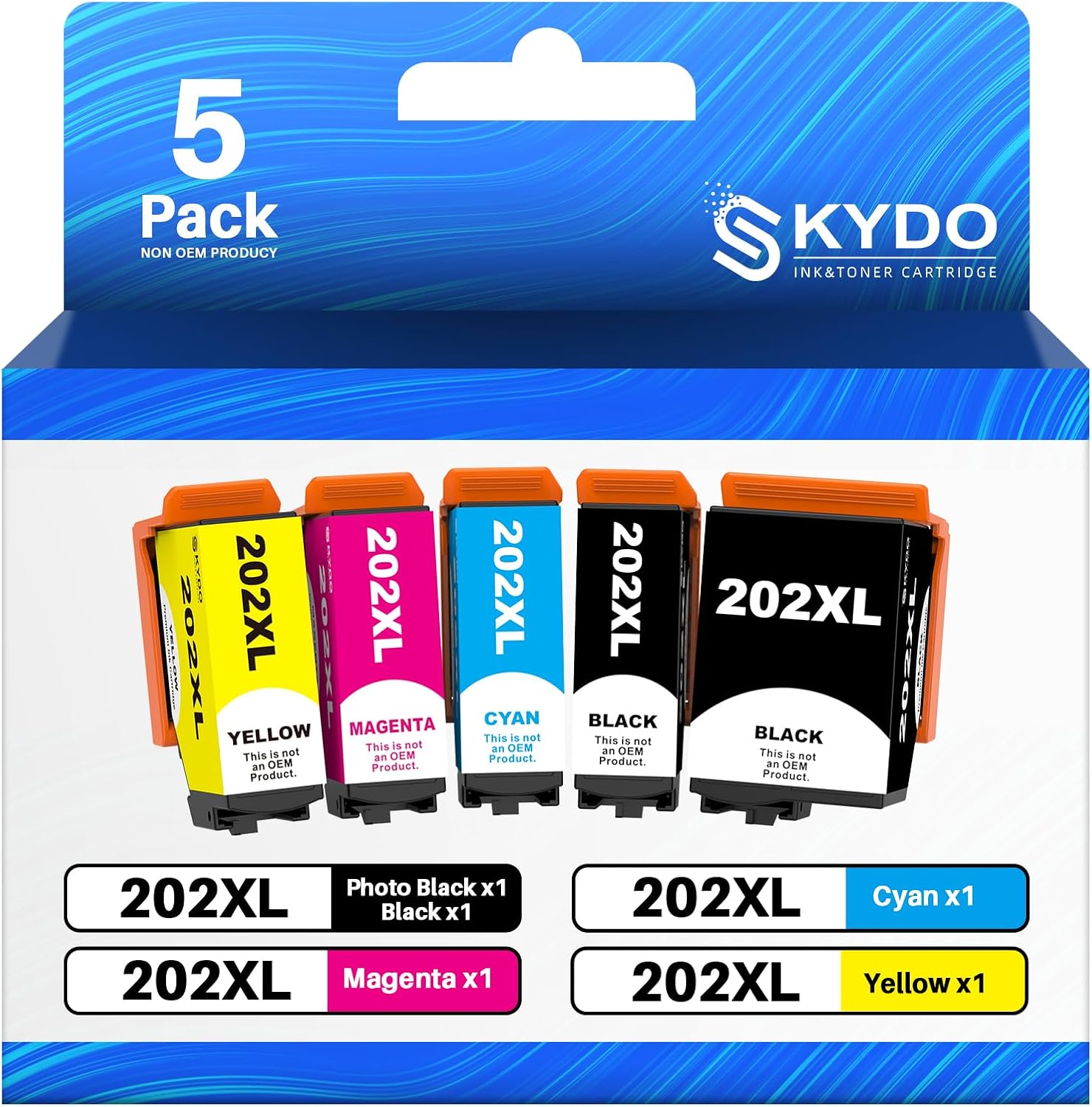 Skydo 202XL Ink Cartridge Compatible for Epson 202 XL Ink Cartridges for XP-6100...