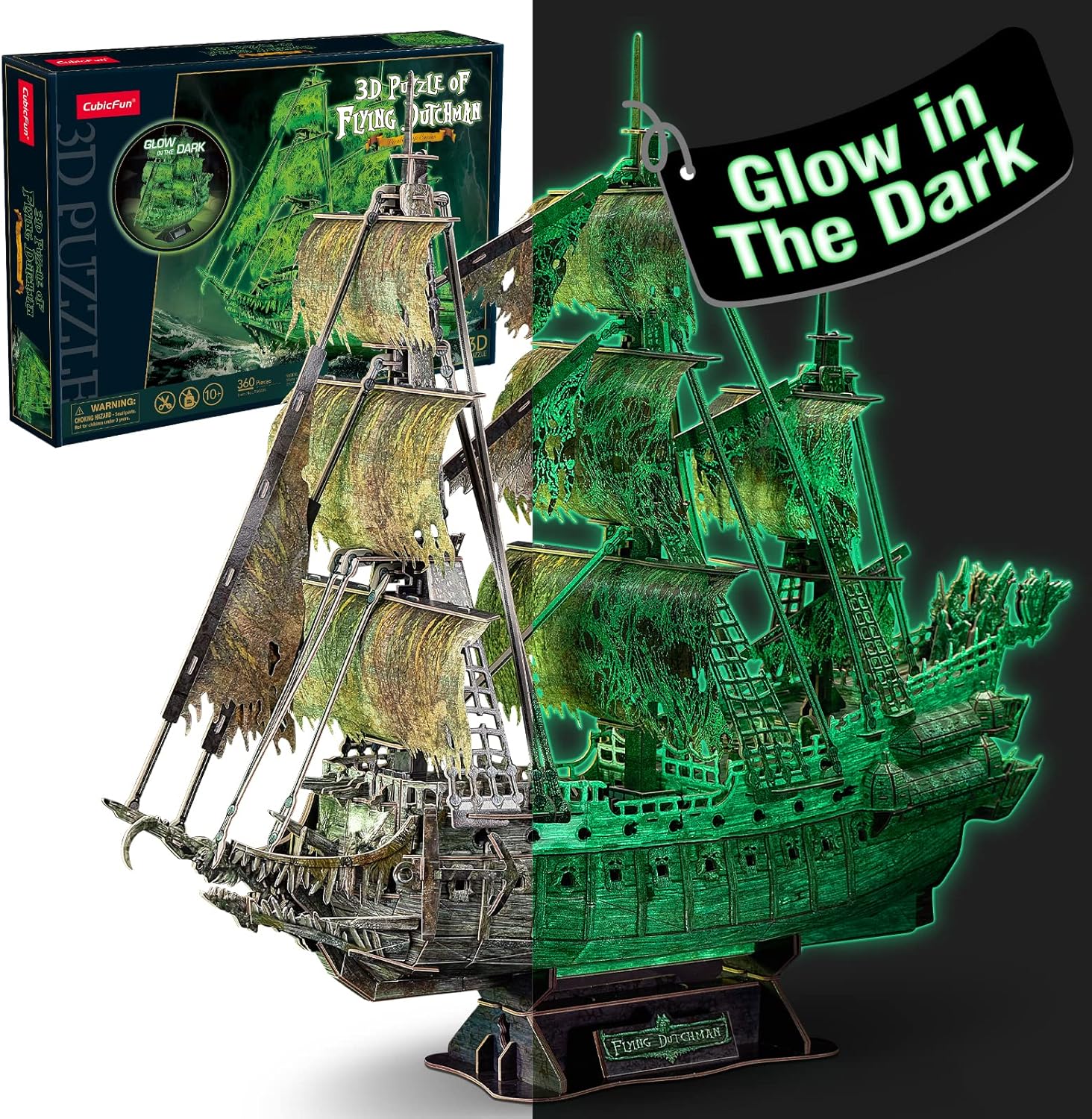 CubicFun 3D Puzzles for Adults Glow in The Dark The Flying Dutchman Luminous Hau...